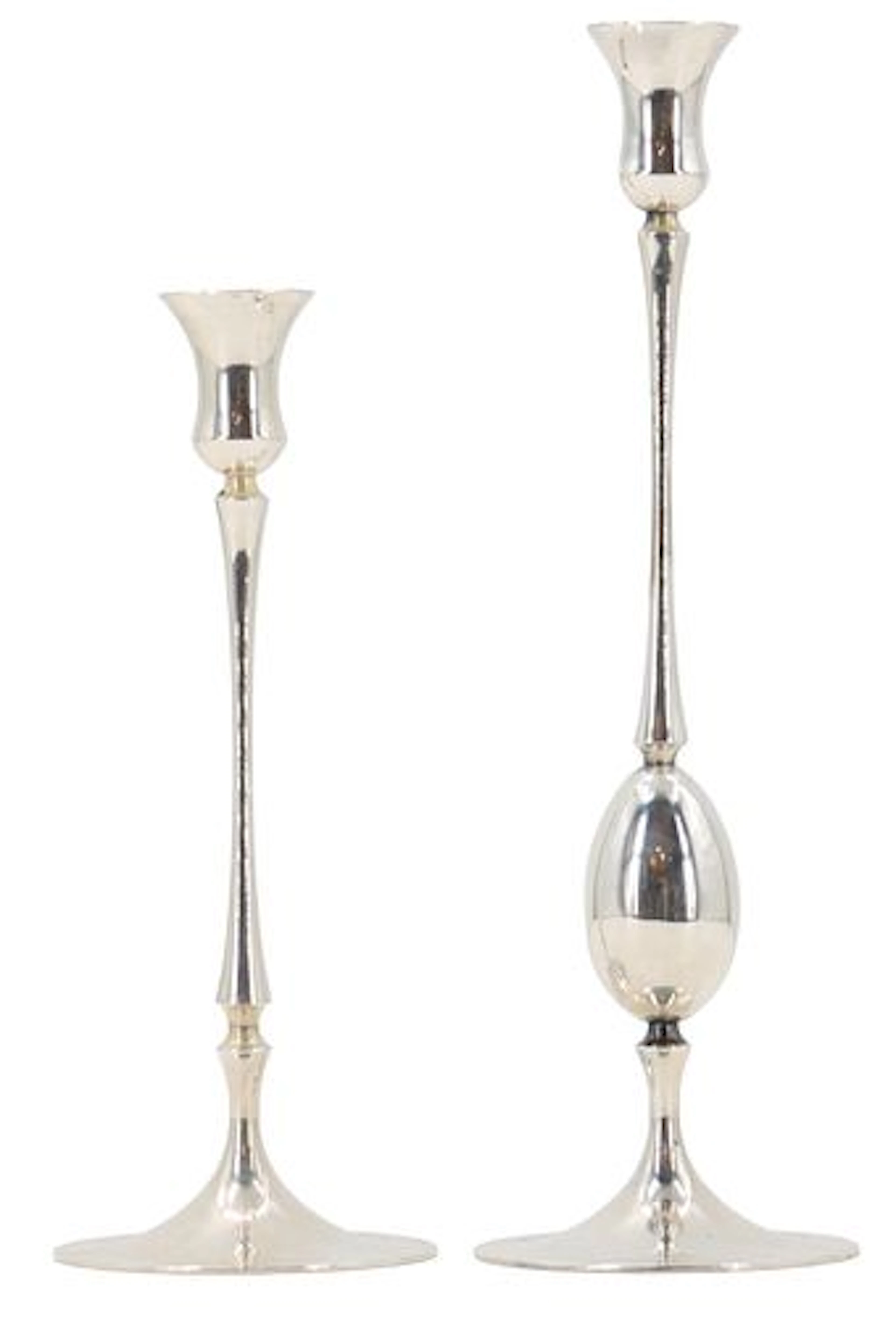 Ted Muehling (Born 1953) American, (2) Silverplated Candlesticks for