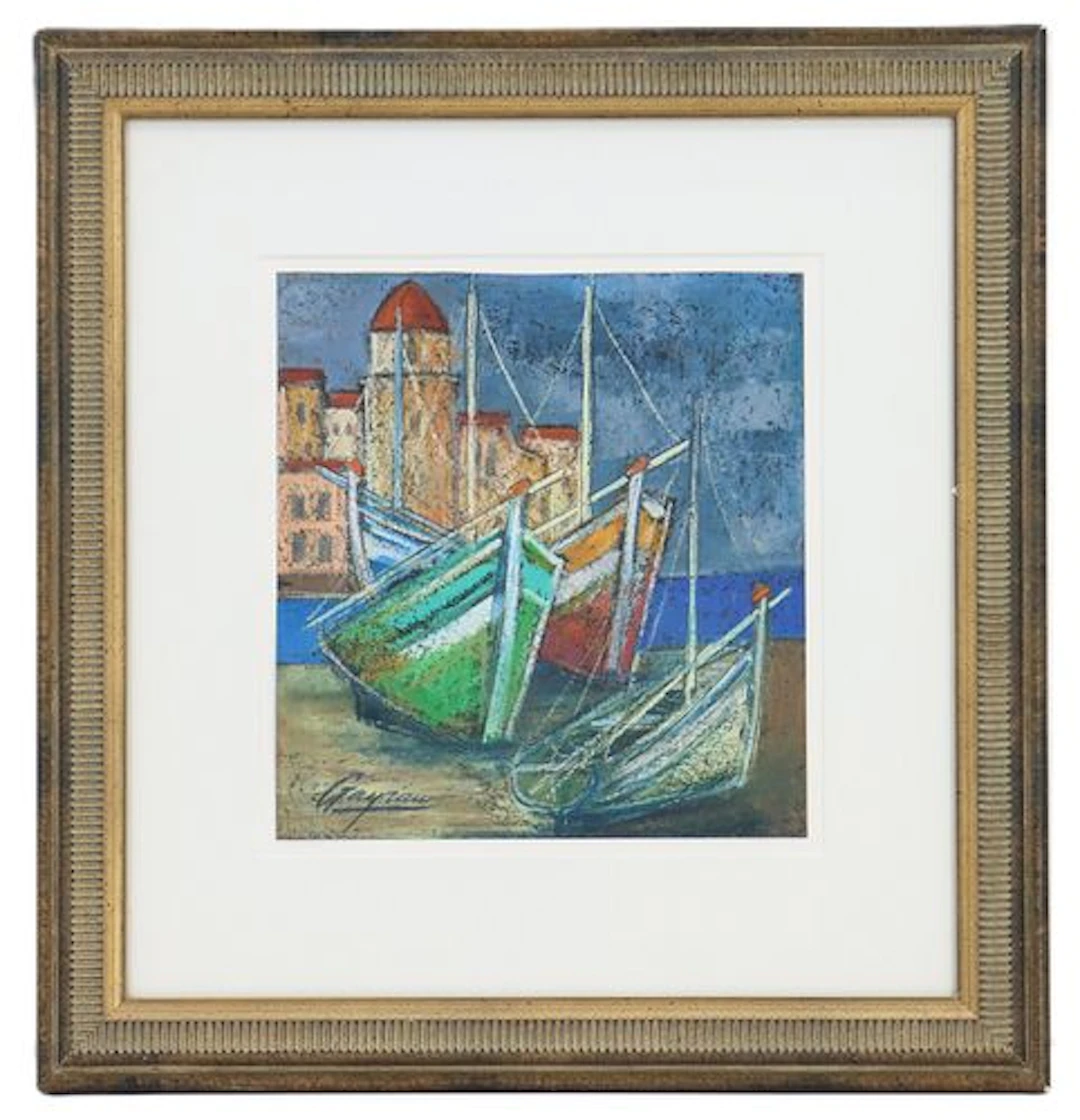 Guy Leclerc-Gayreau (Born 1842) French, Mid-Century Expressionist Harbor Pastel