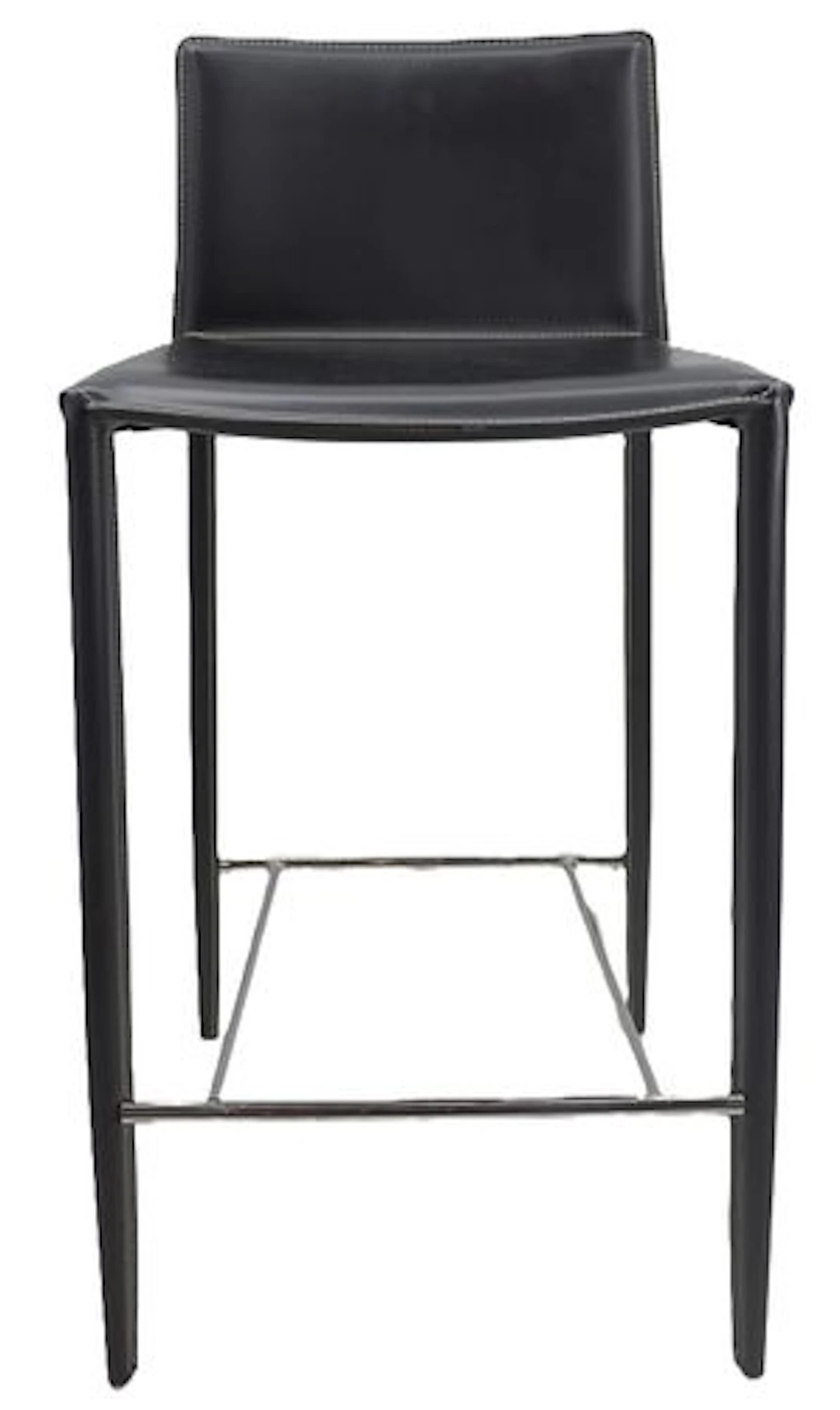 Black Leather Short Back Bar Stool