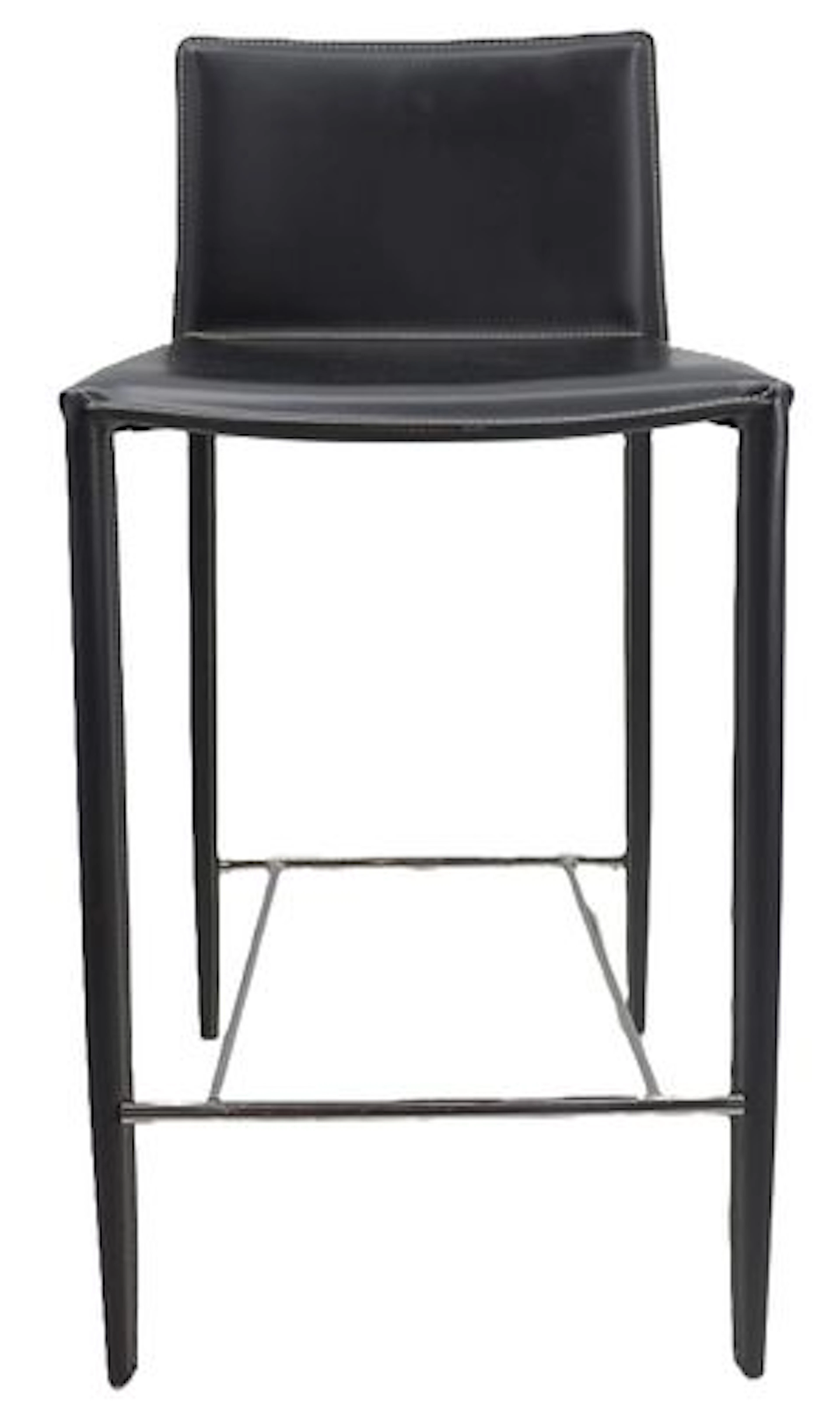 Black Leather Short Back Bar Stool