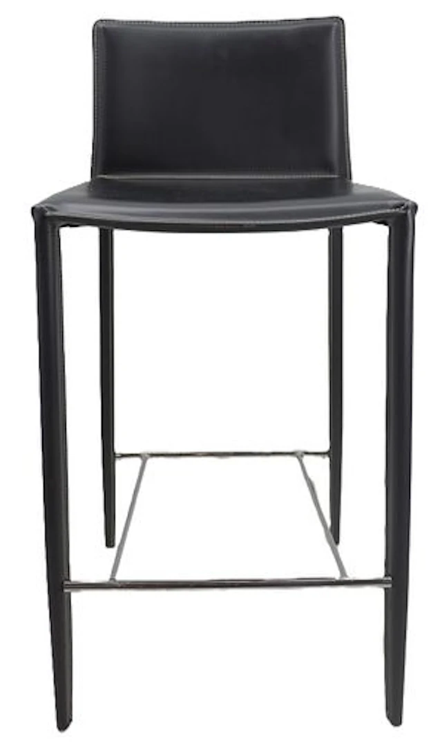 Black Leather Short Back Bar Stool