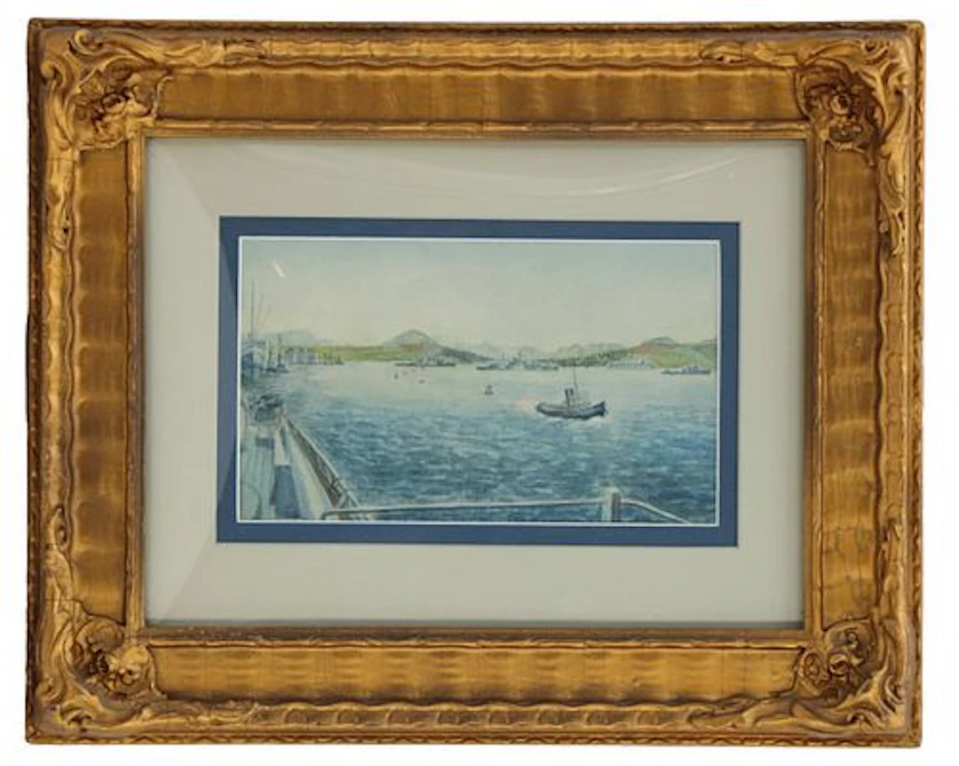 Watercolor Harbor Scene