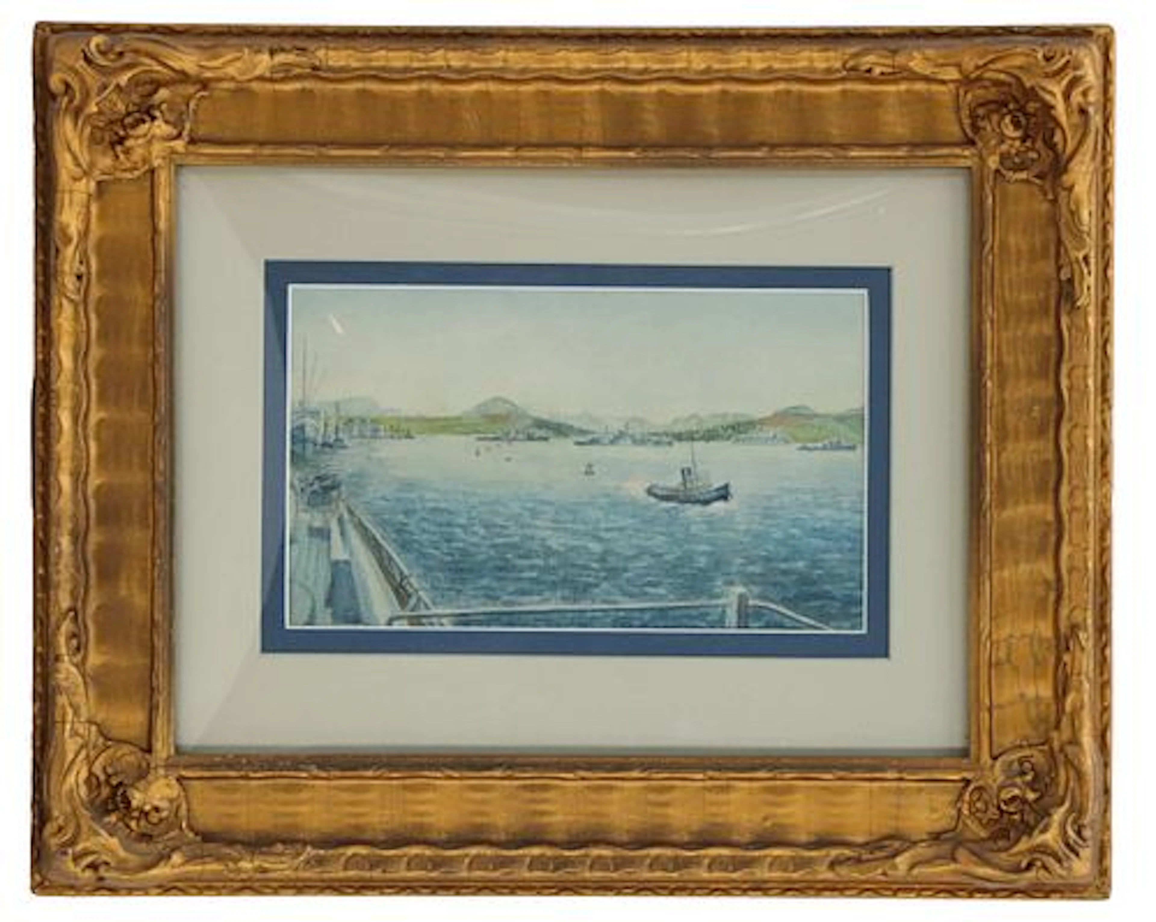 Watercolor Harbor Scene