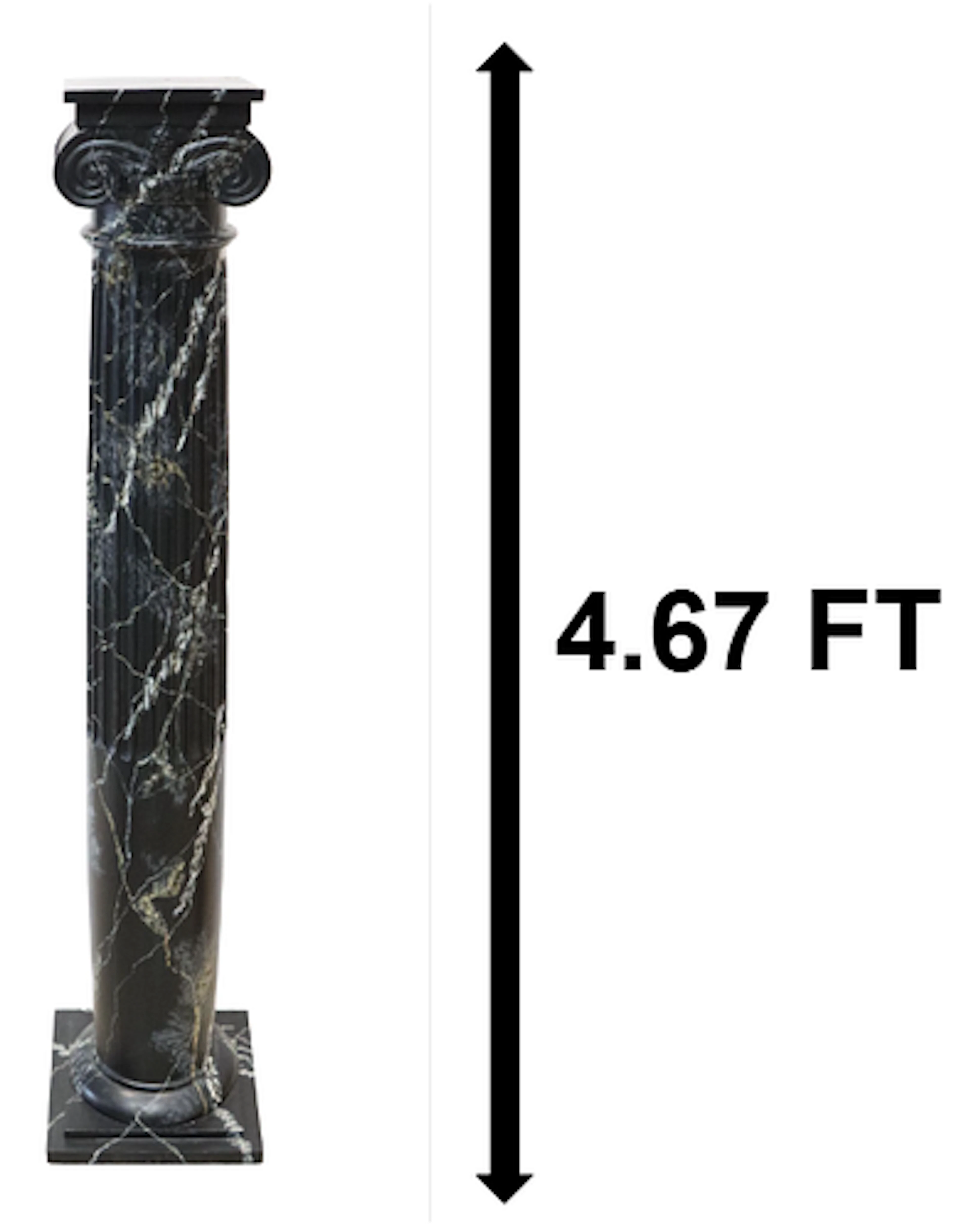 Classic Greek Style Carved Wood Column Pedestal Painted as Marble