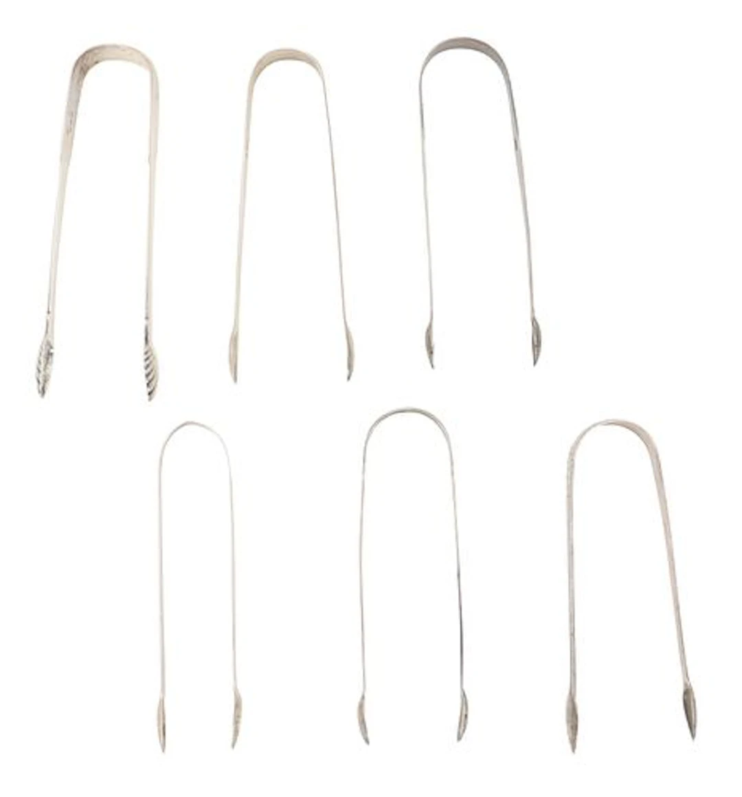 (6) Antique English Sterling Silver Tongs - 6.680 ozt.