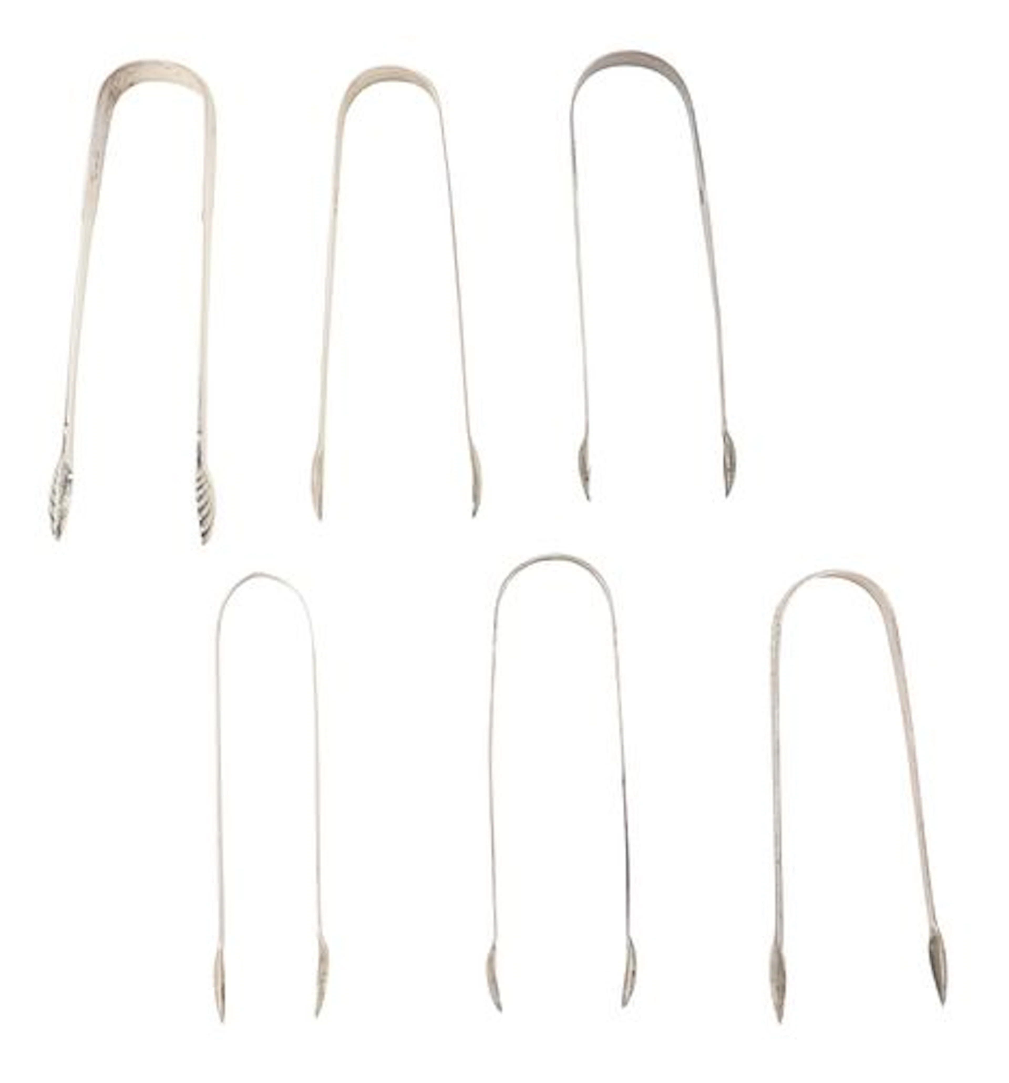 (6) Antique English Sterling Silver Tongs - 6.680 ozt.