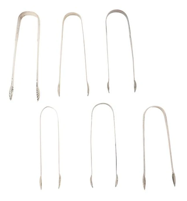 (6) Antique English Sterling Silver Tongs - 6.680 ozt.