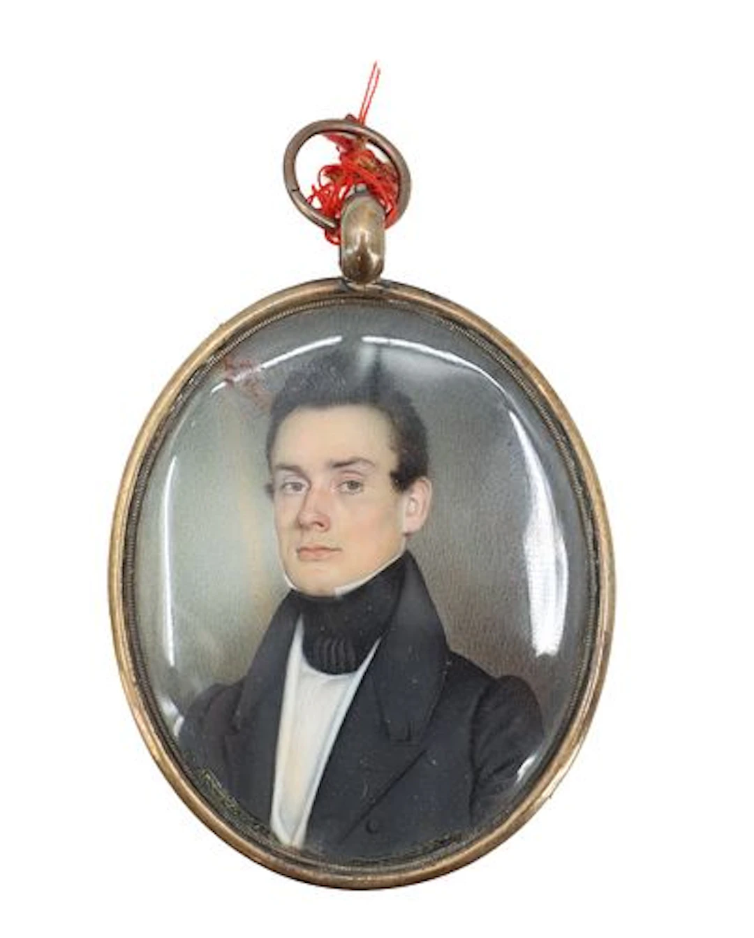 Early 19th Century Oval Miniature Portrait of a Young Gentleman in