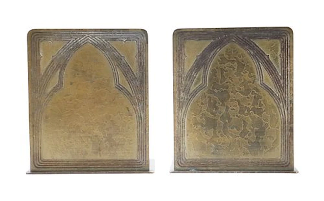 (2) Tiffany Studios New York Graduate Pattern Bronze Bookends