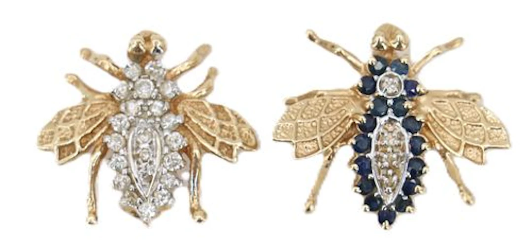 (2) 14k Gold Bee Shaped Brooches - Gross 6.4 g.