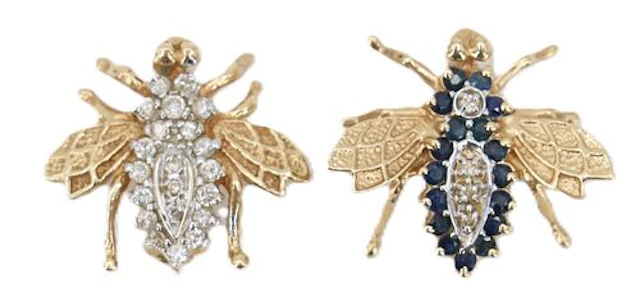 (2) 14k Gold Bee Shaped Brooches - Gross 6.4 g.