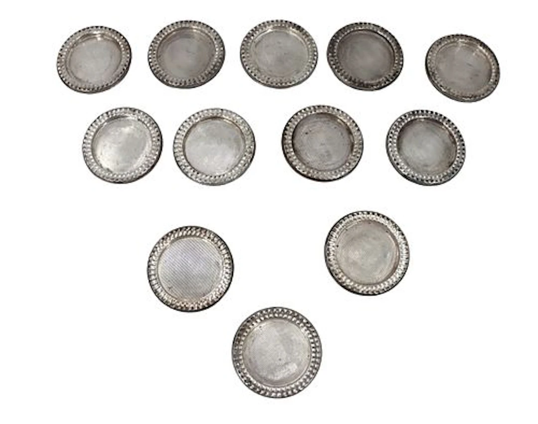 (12) Crest Company Weighted Sterling Silver Coasters
