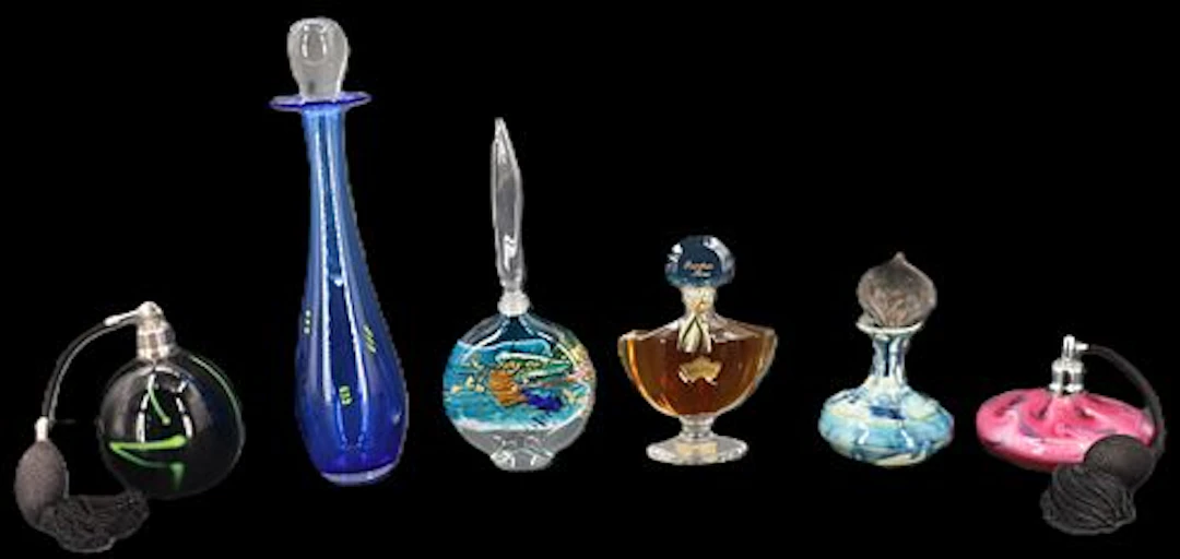 (6) Stunning American Studio Art Glass and European Perfume Bottles