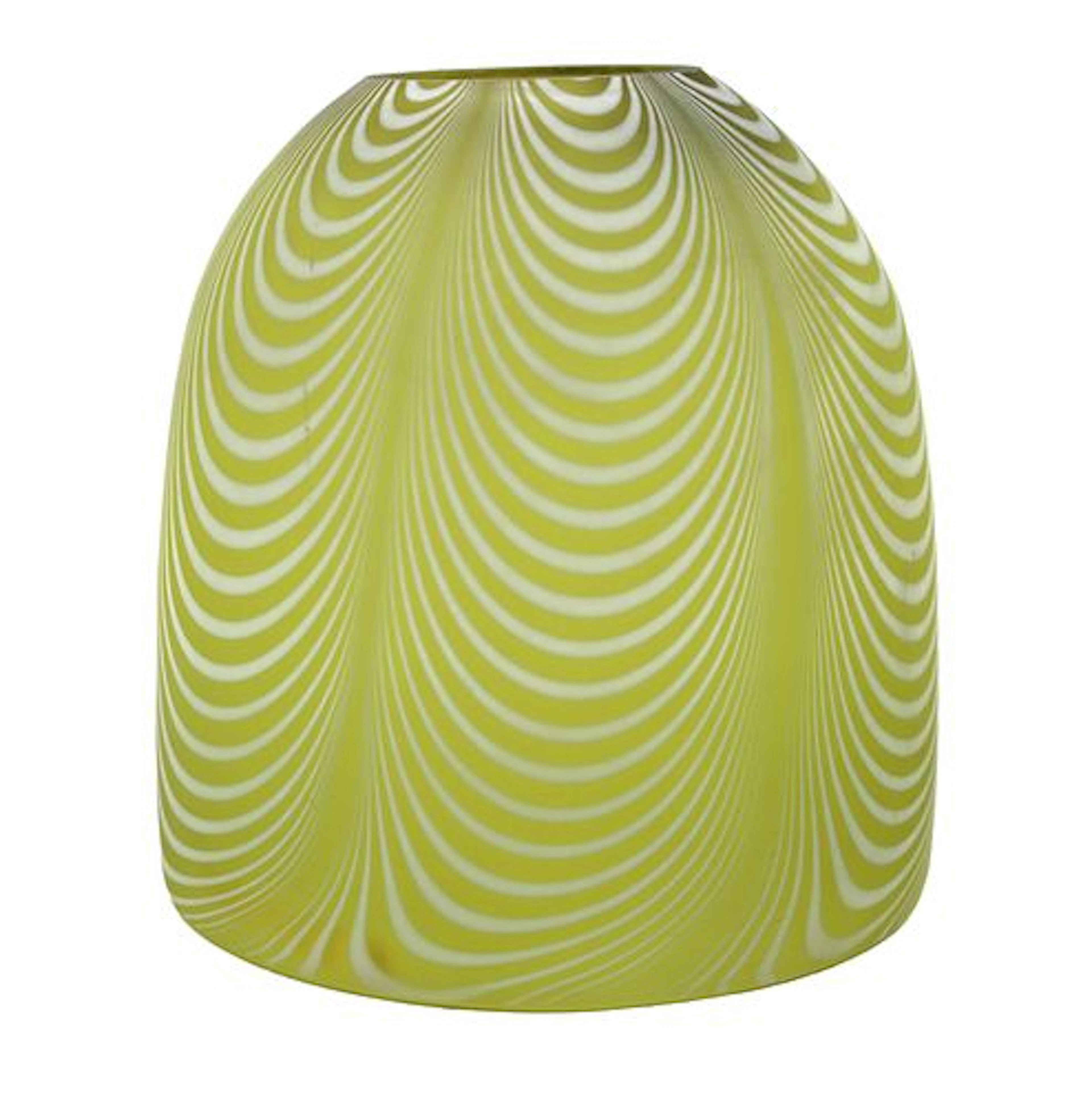 Italian Chartreuse & Opaque White Fenicio Art Glass Form Lamp Shade