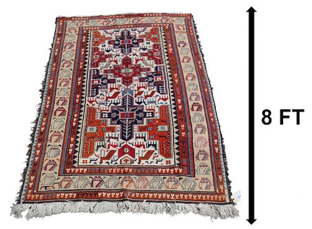 Wonderful Caucasian Tribal Soumak Handwoven Flatweave Wool Rug