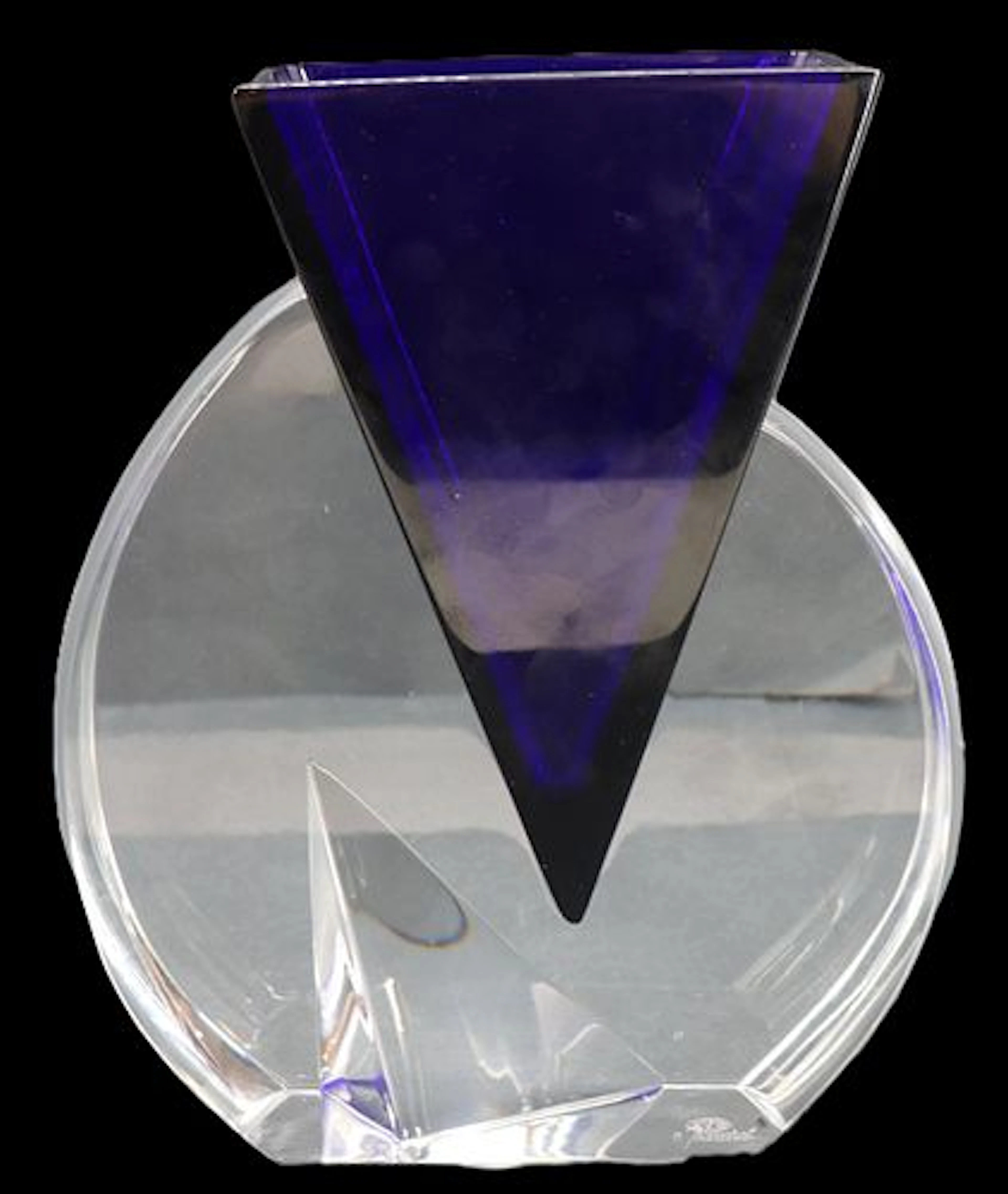 Baccarat Crystal Two Piece "Vecteur" Sculptural Vase