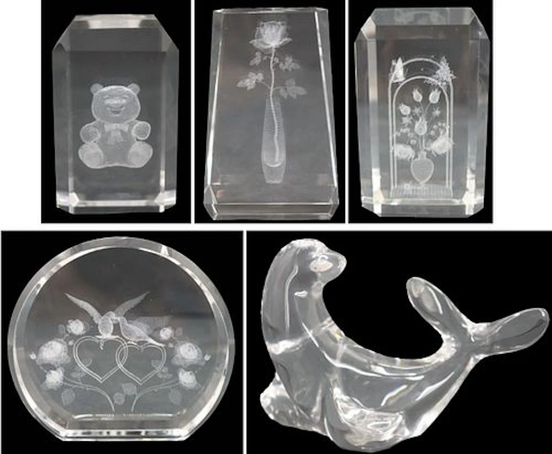Vintage Crystal and Laser Etched Glass Decorative Grouping