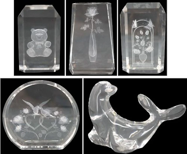 Vintage Crystal and Laser Etched Glass Decorative Grouping