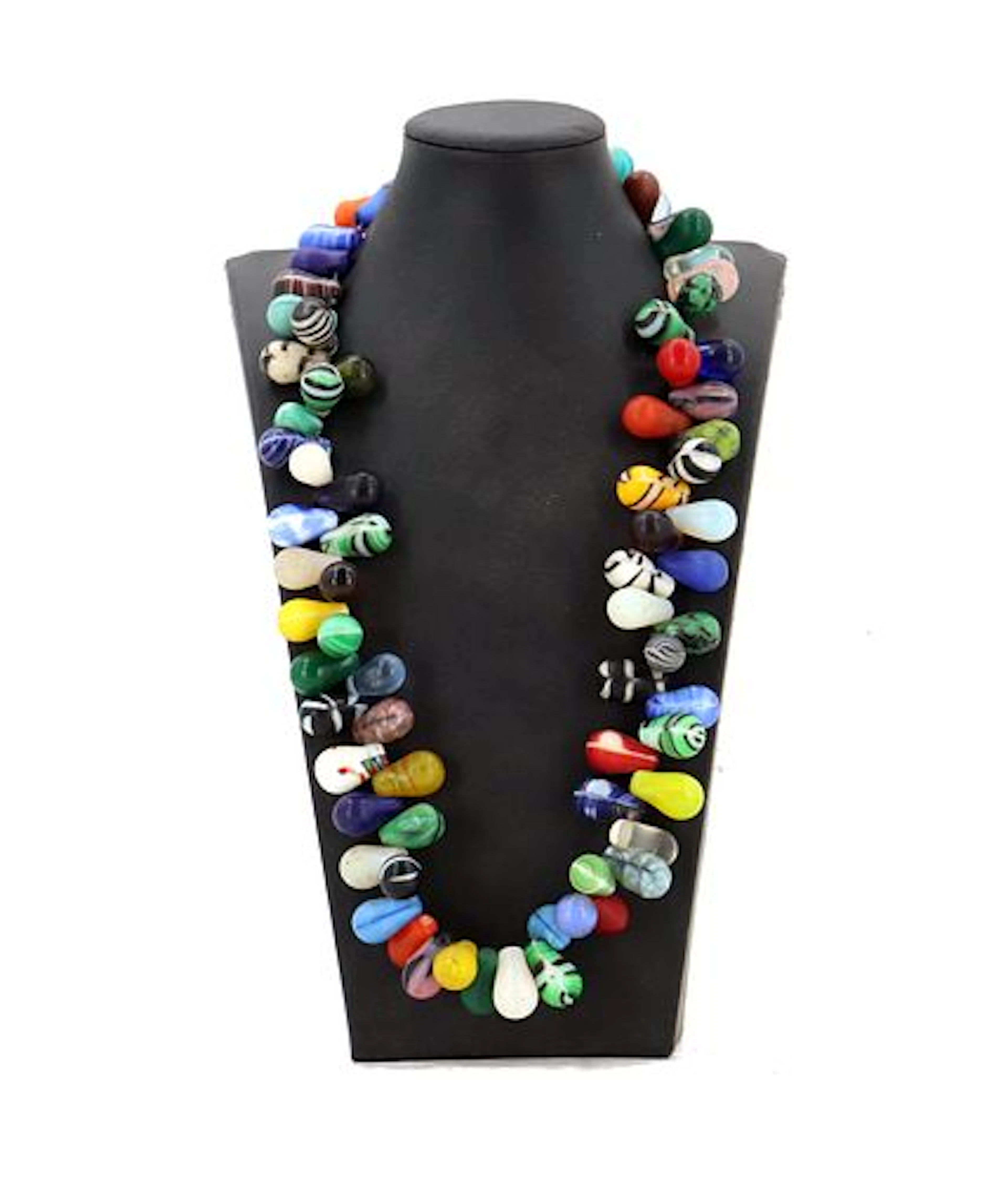 Vintage African Mali Fulani Multi Colored Chunky Glass Bead Wedding Necklace