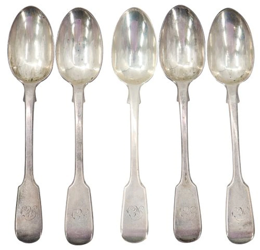 (5) Georgian English George Angell Sterling Silver Spoons - 3.340 ozt.