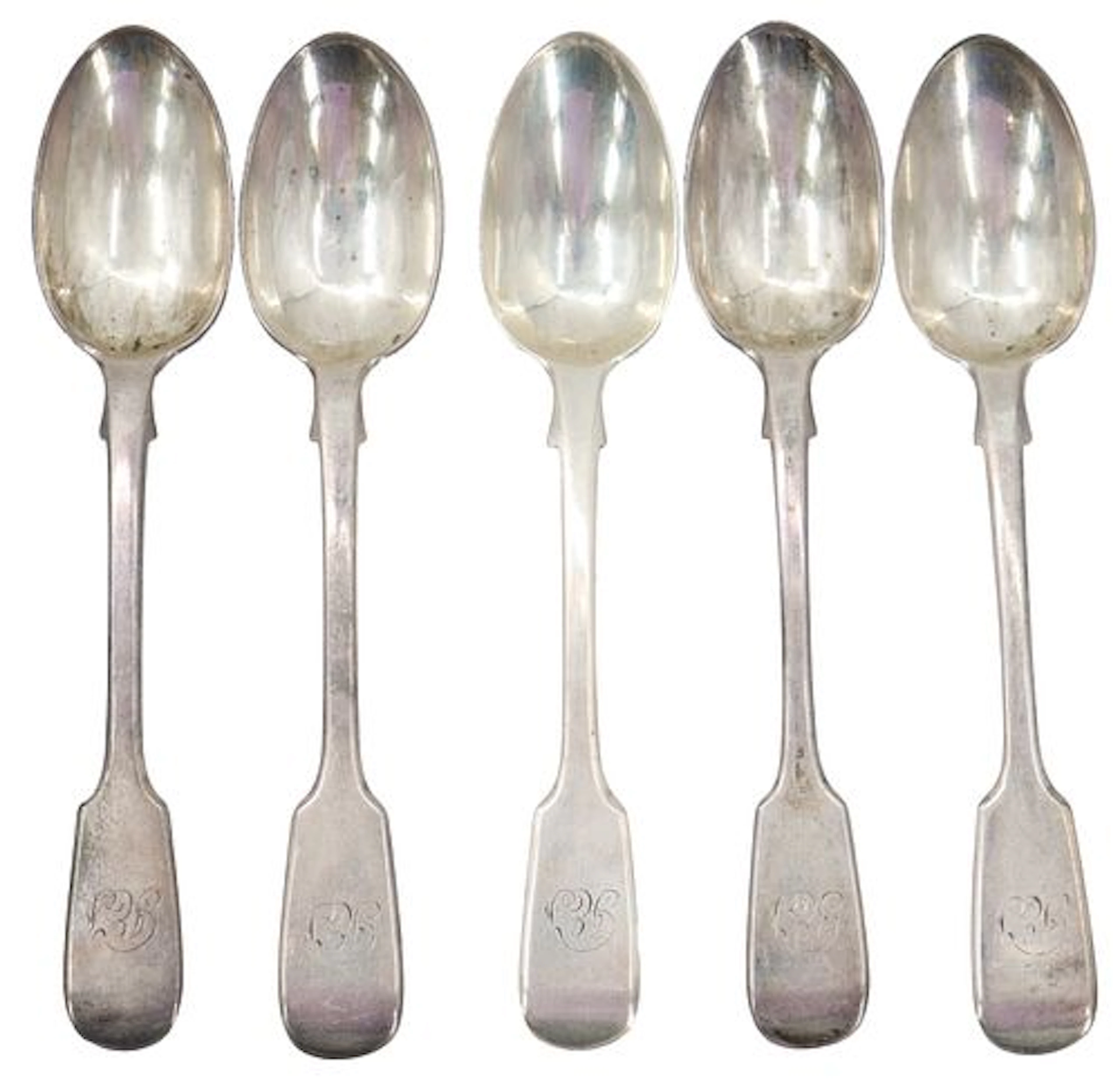 (5) Georgian English George Angell Sterling Silver Spoons - 3.340 ozt.
