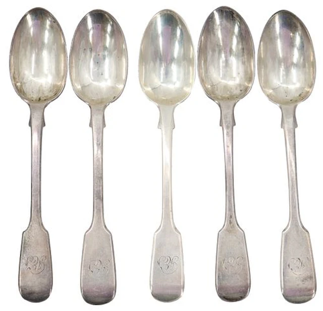 (5) Georgian English George Angell Sterling Silver Spoons - 3.340 ozt.