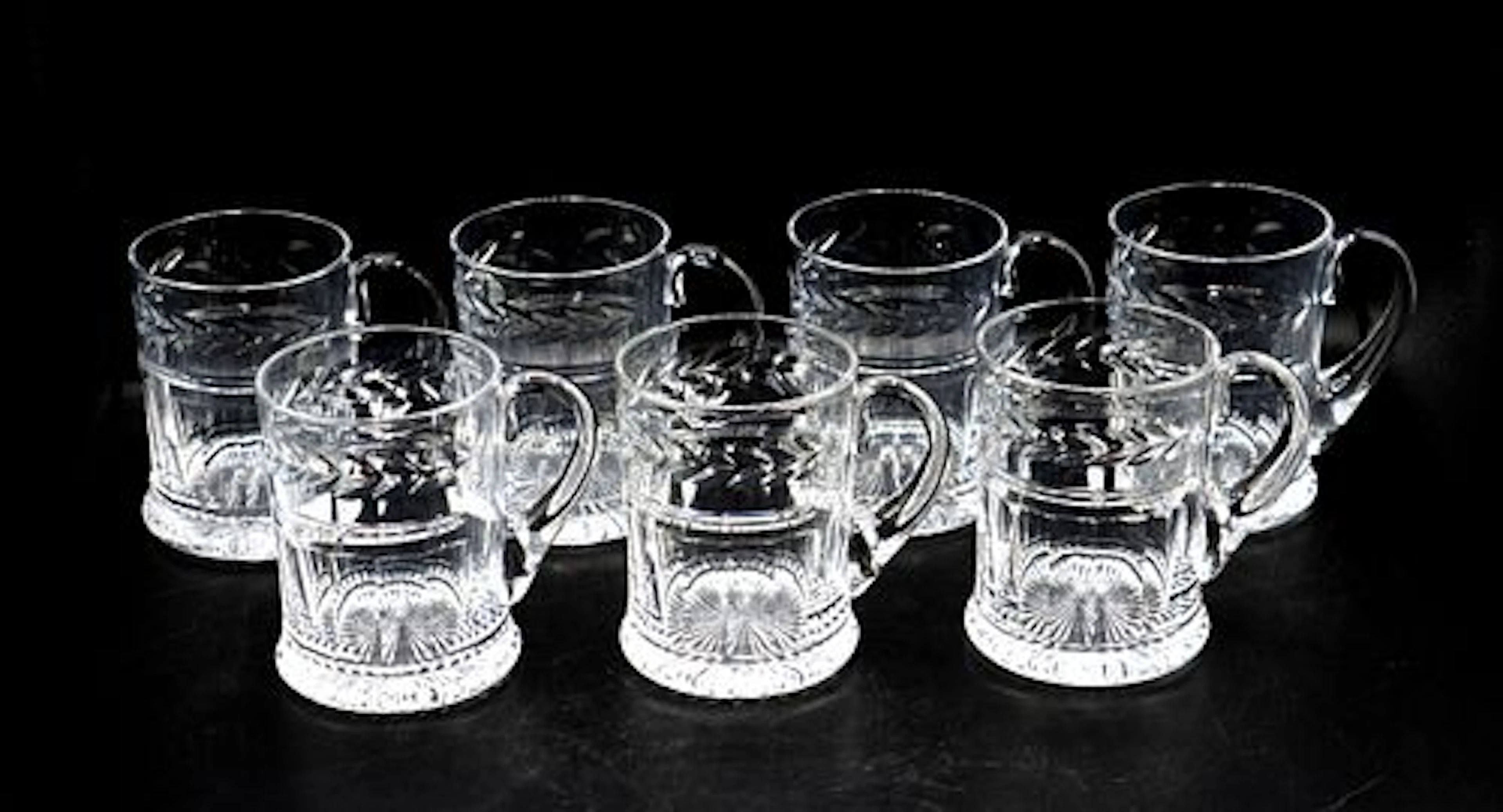 (7) English Stuart Crystal Miniature Tankards