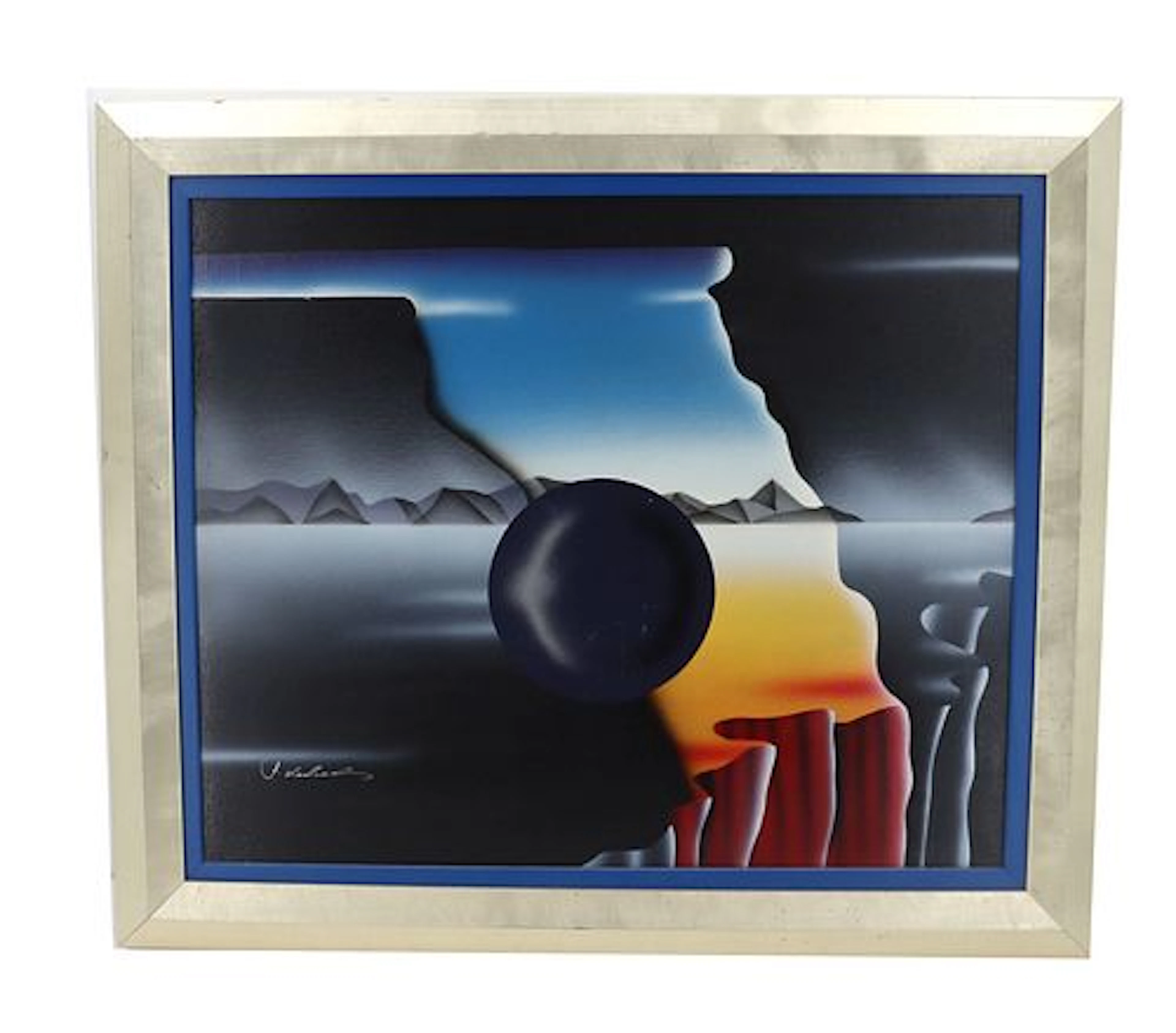 J. Kendall (20th Century) American, Mixed Media Surrealist Landscape