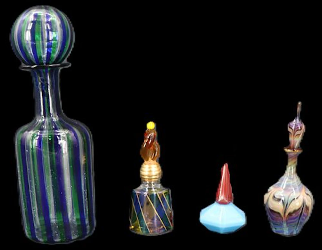 (4) Vintage Murano Style Art Glass Perfume Bottles