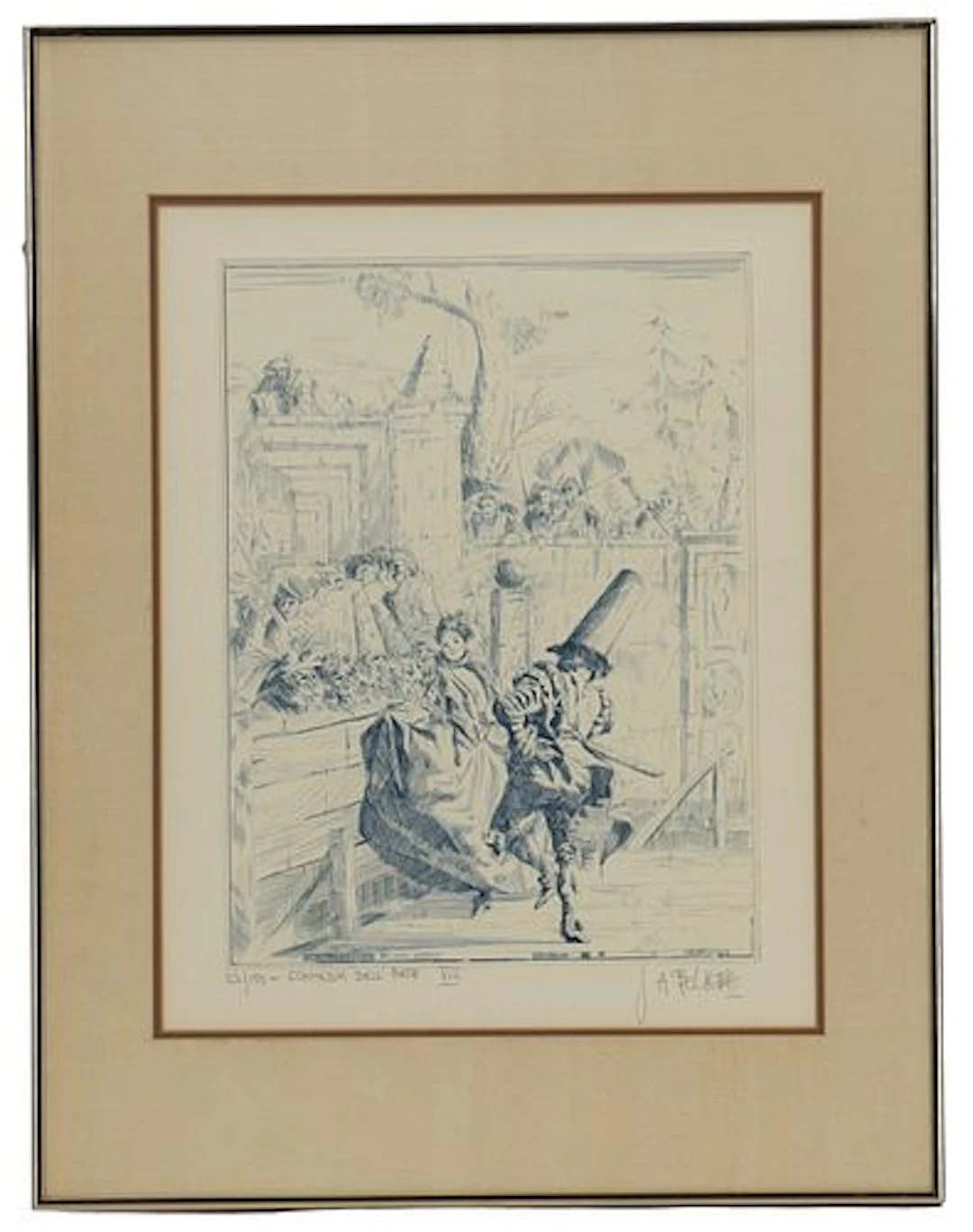 Jacques Pecheur (20th Century) French, Etching "Commedia Dell'Arte XIV"