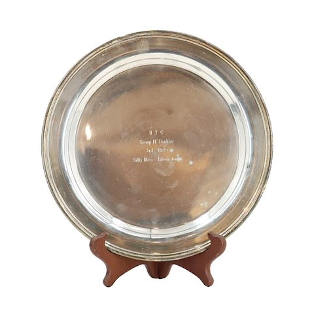 Vintage Engraved Silver-Plated Commemorative Tennis Trophy Salver Tray