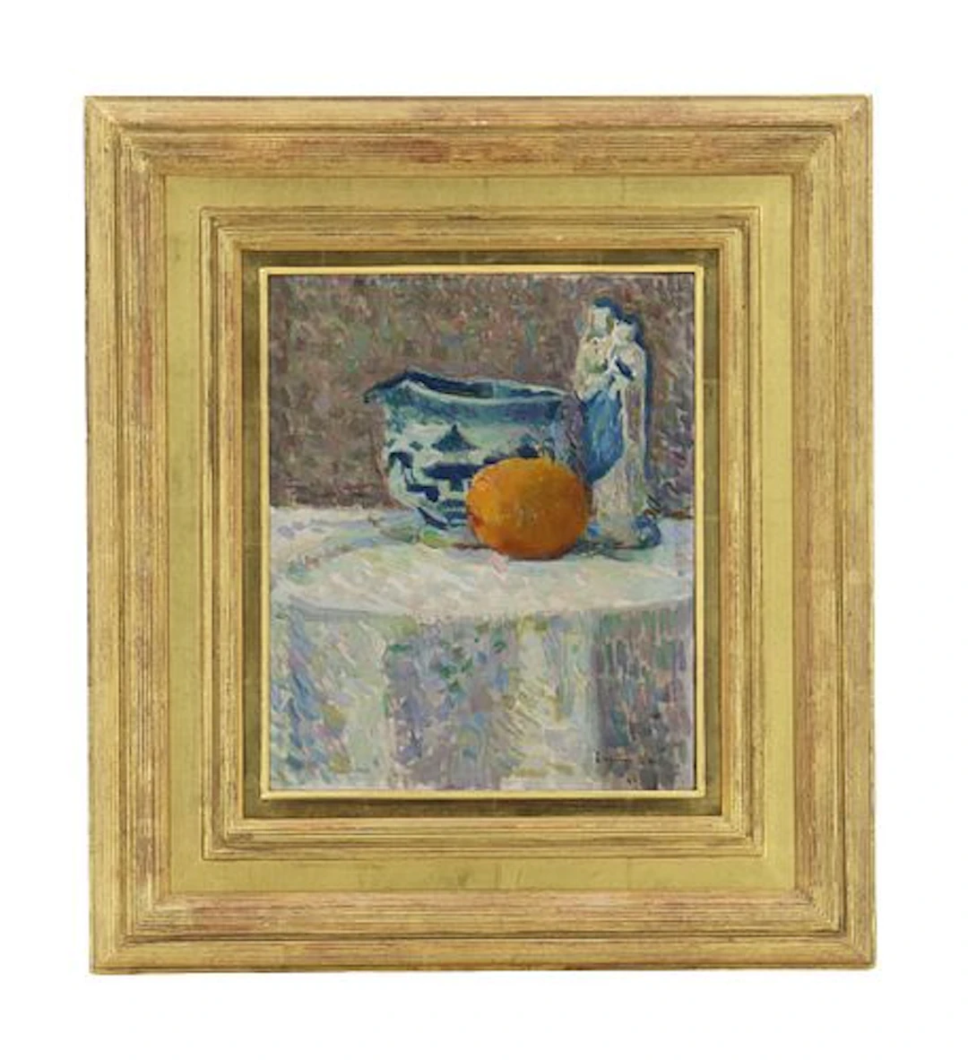 Eugene Vail (1857-1934) American, Oil on Canvas Still Life "The Quimper Virgin"