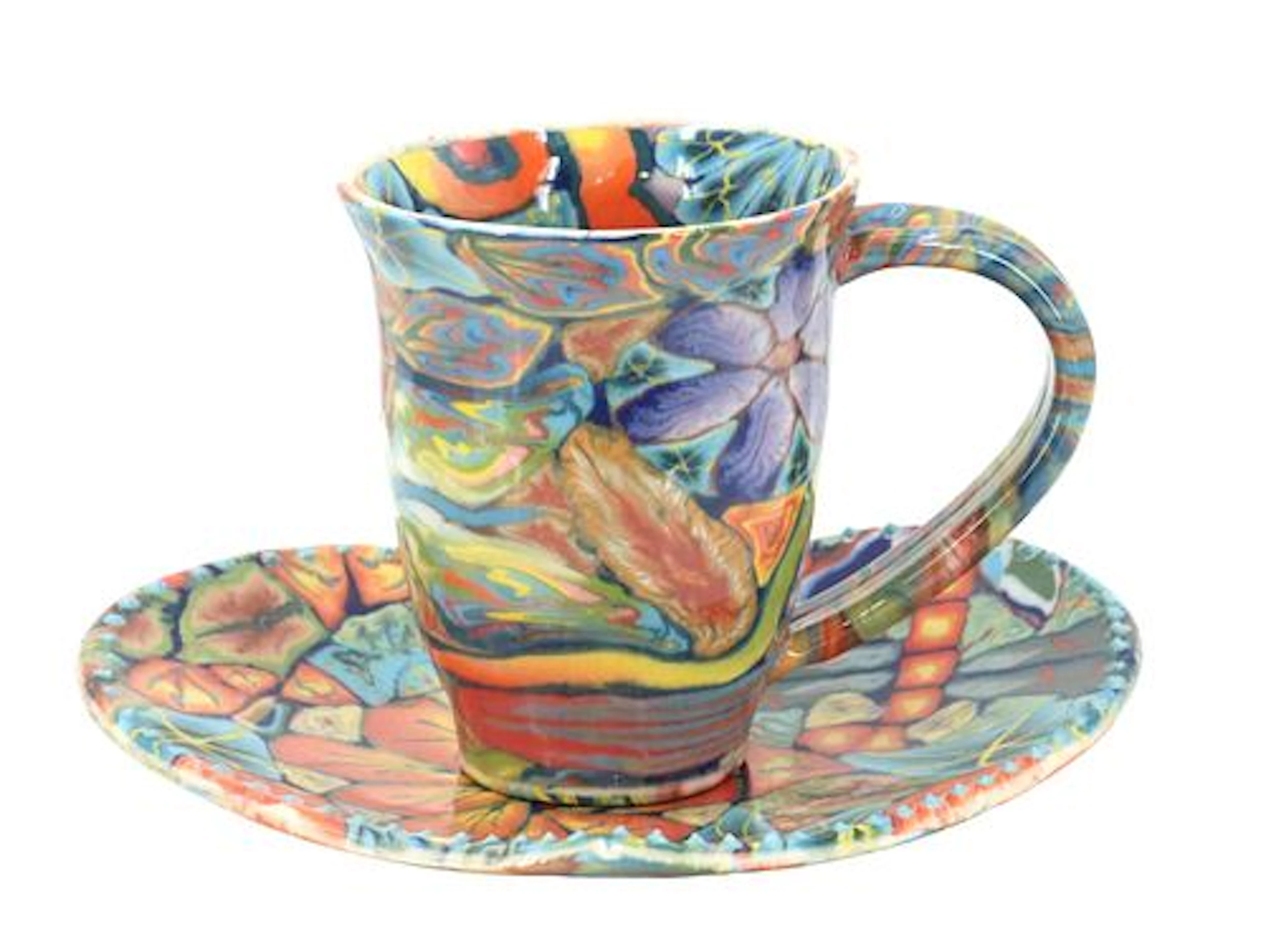 Hawaiian LightWave Pottery Psychedelic Ceramic Cup and Saucer