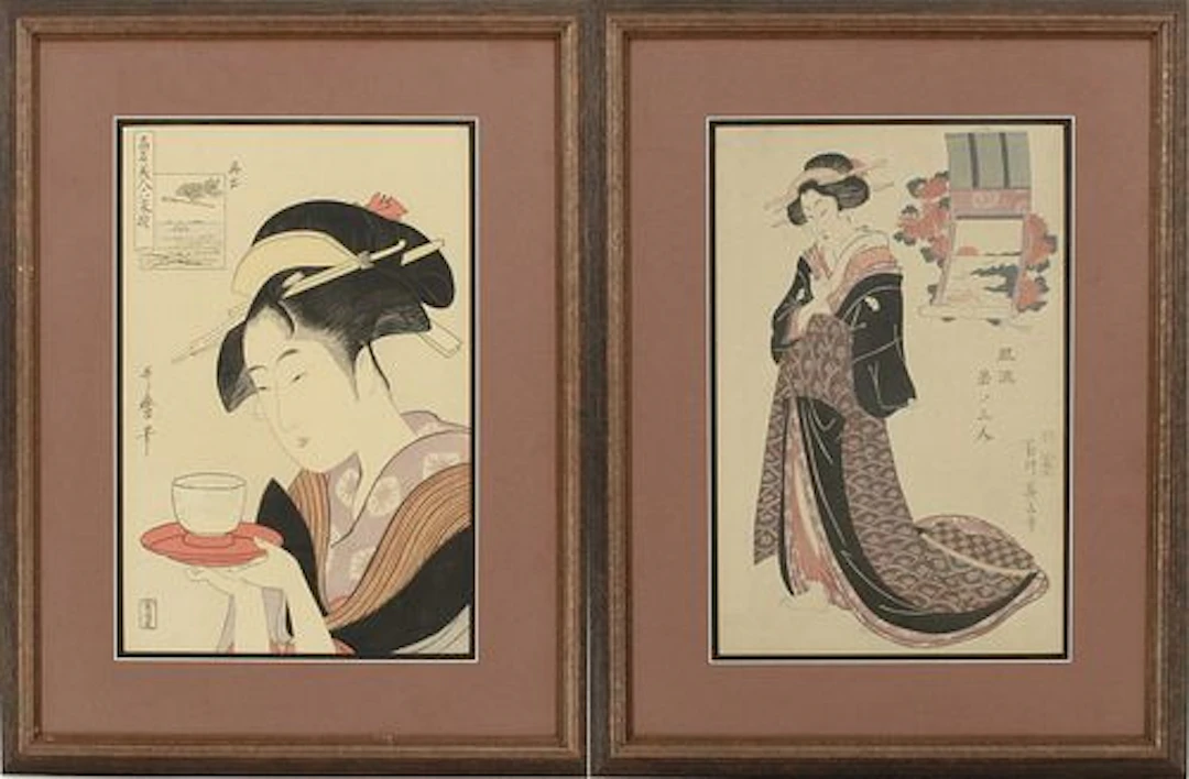 (2) Kitagawa Utamaro (1753-1806) Japan, & Kikugawa Hiteyam (1787-1867)