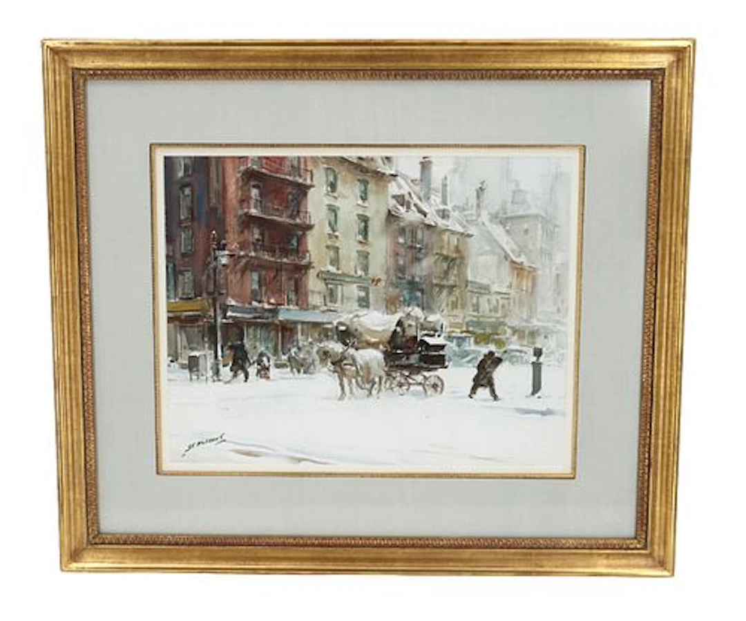 James Milton Sessions (1882–1962) American, Watercolor on Canvas City
