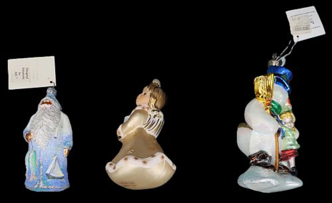 (3) European Art Glass Christmas Ornaments in Boxes