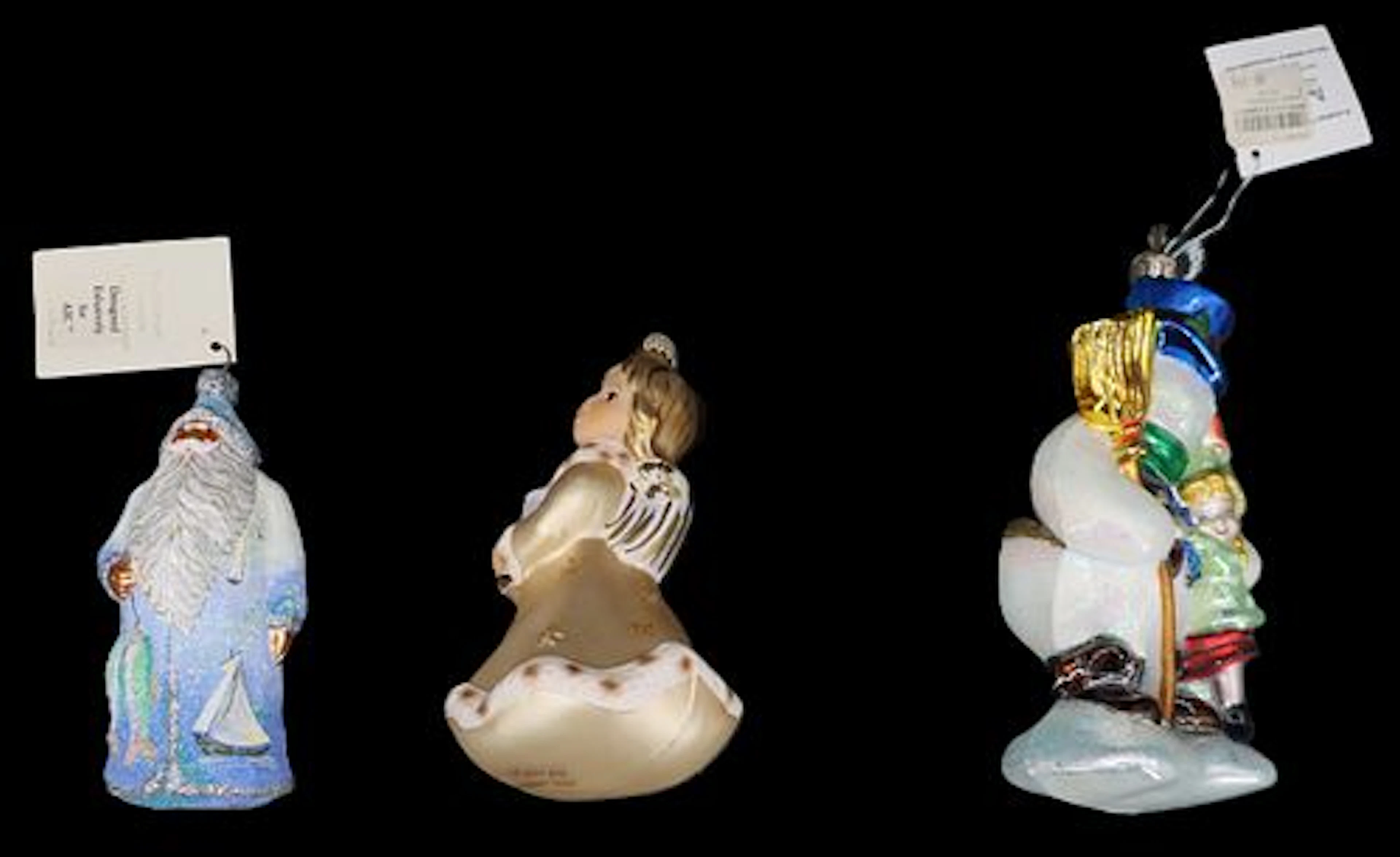 (3) European Art Glass Christmas Ornaments in Boxes