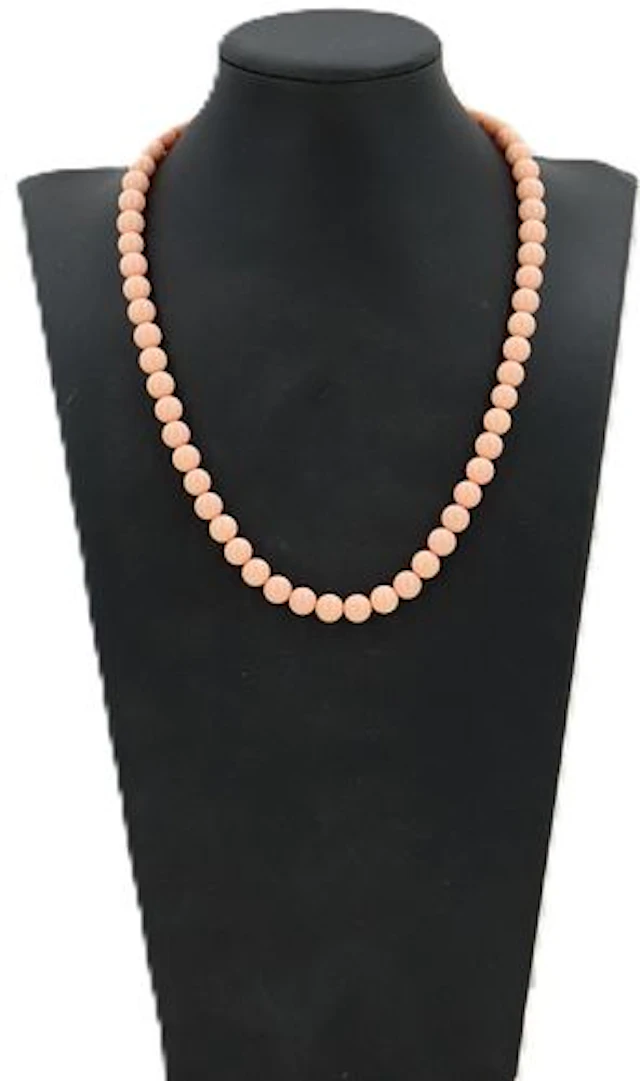 Coral Beaded Necklace With 18k Gold Clasp