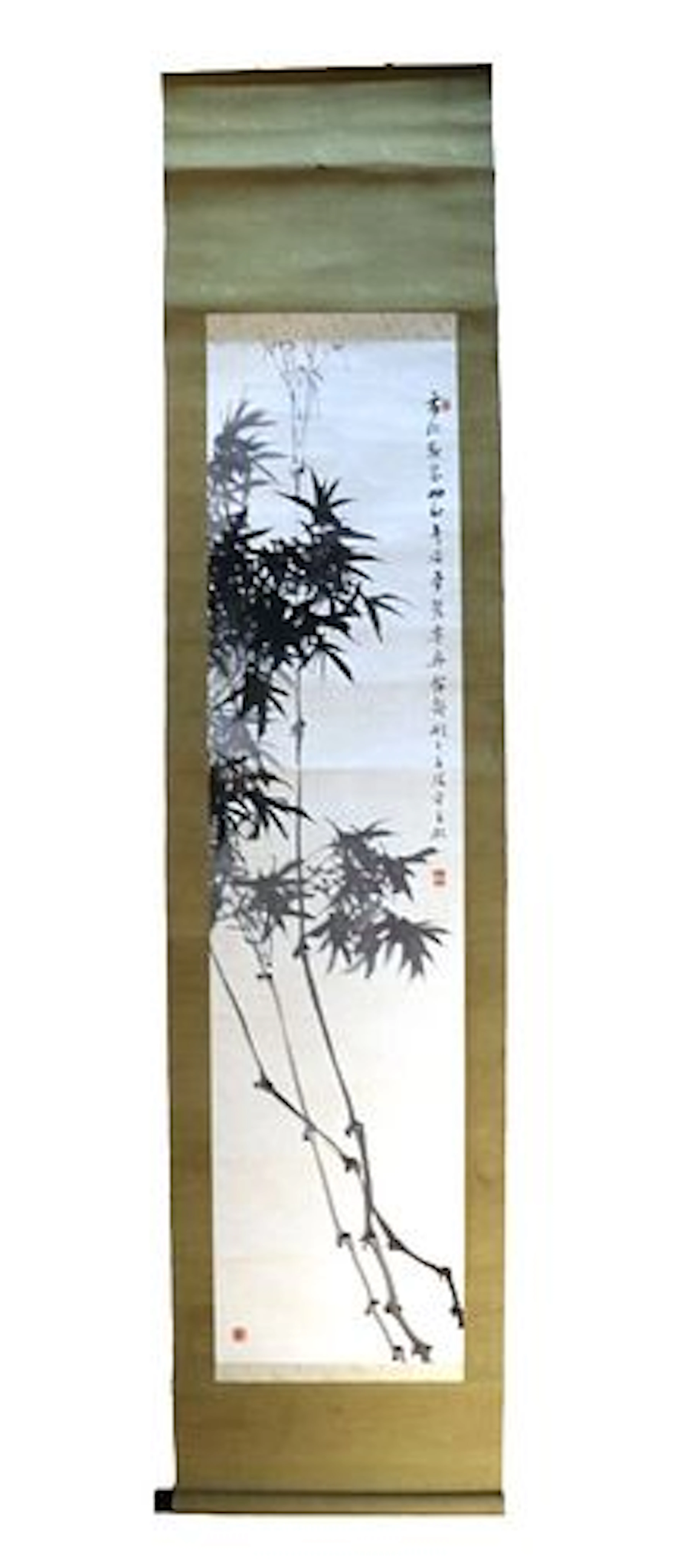 Japanese Kakejiku Hanging Scroll with Bamboo Image