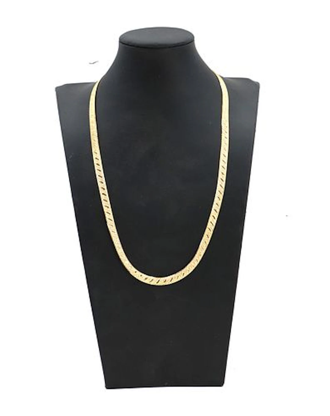 Italian 14k Gold Reversible Textured and Smooth Herringbone Chain