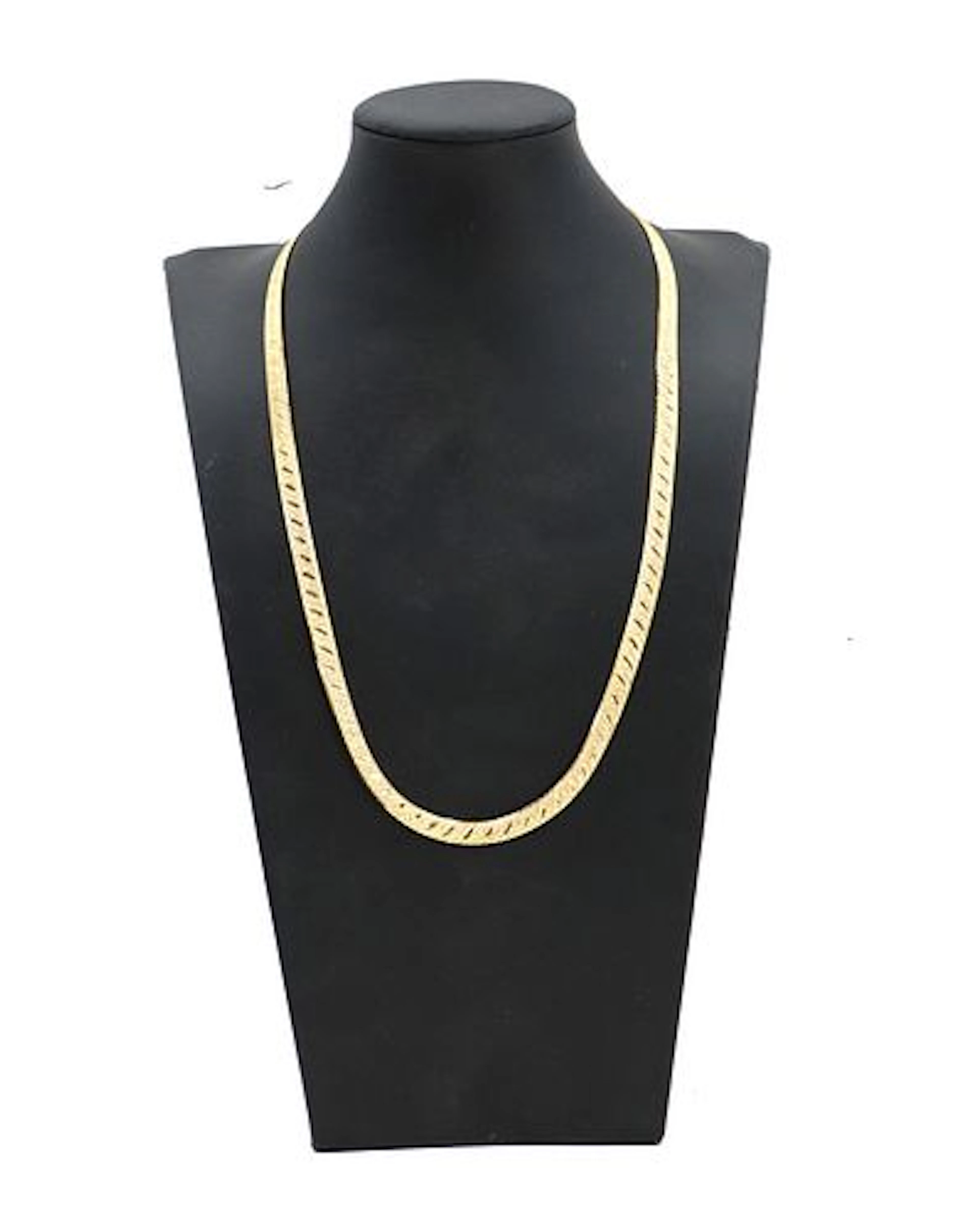 Italian 14k Gold Reversible Textured and Smooth Herringbone Chain