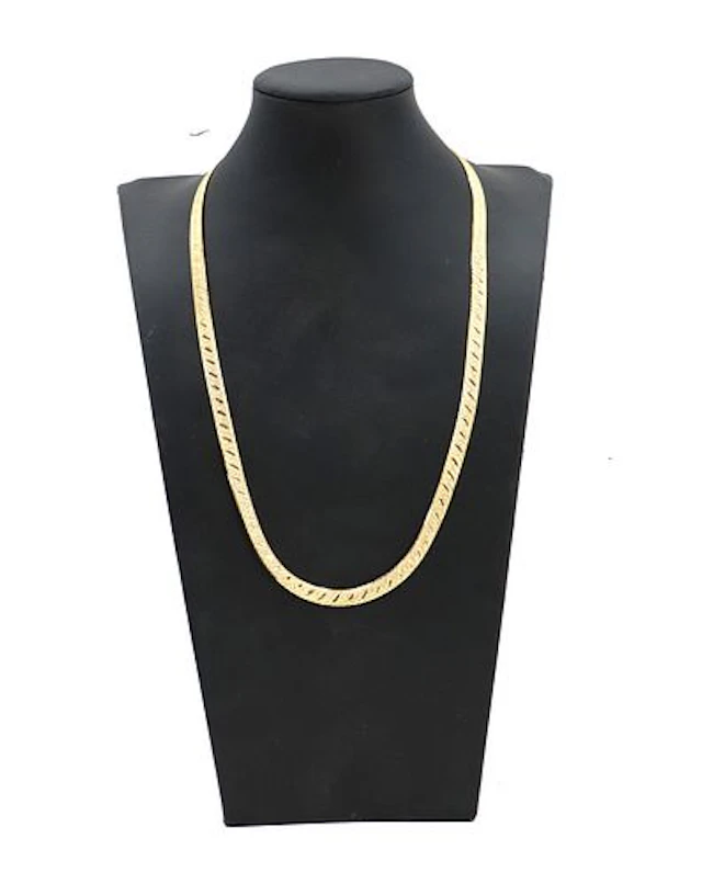 Italian 14k Gold Reversible Textured and Smooth Herringbone Chain