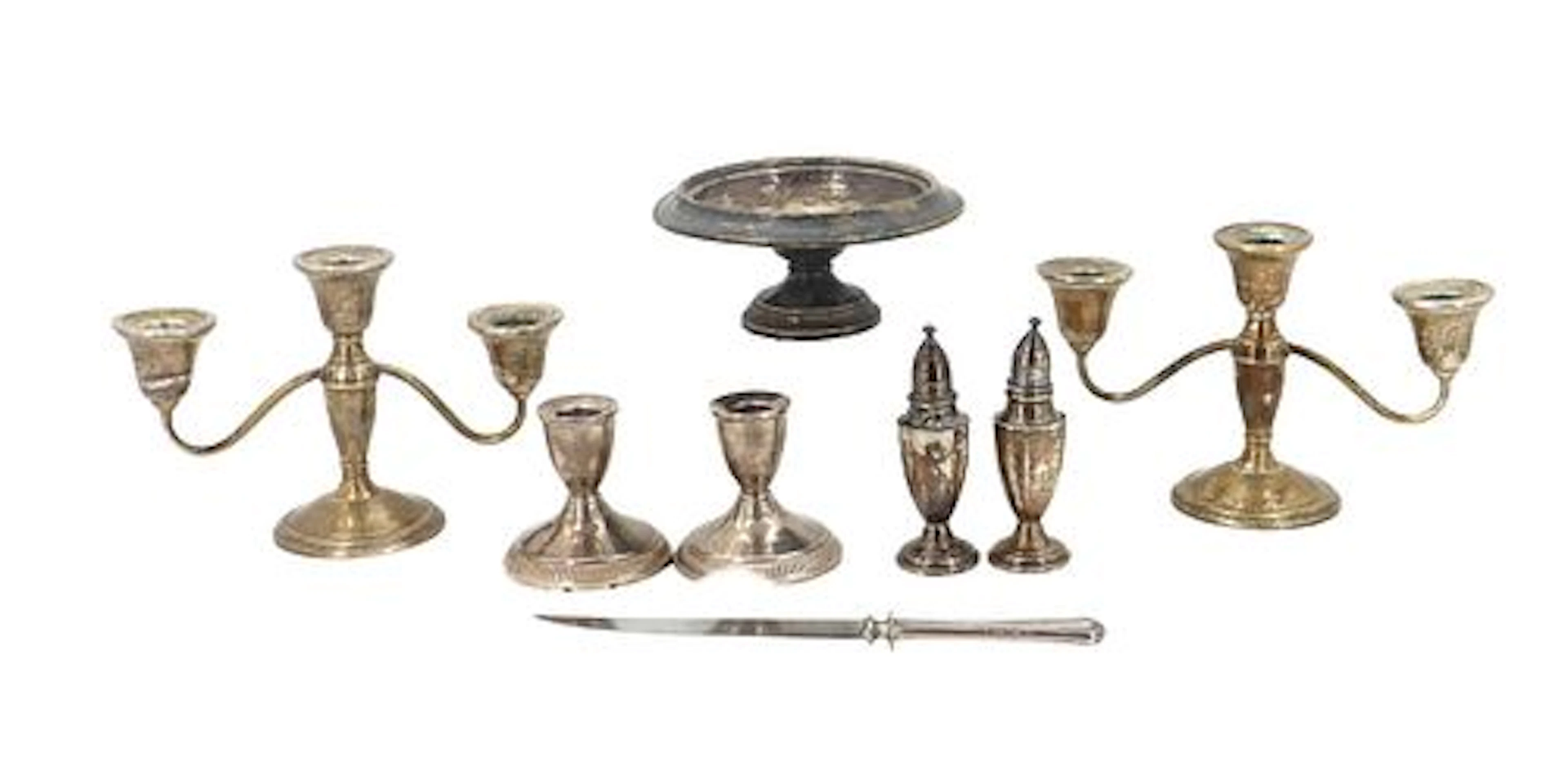 (8) Vintage American Weighted Sterling Silver Items