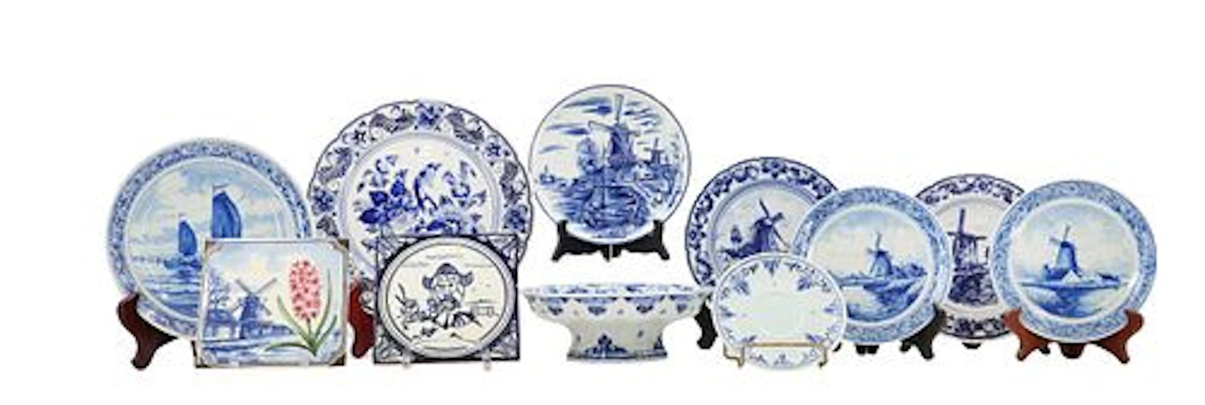 (11) Dutch Delft Earthenware Pieces