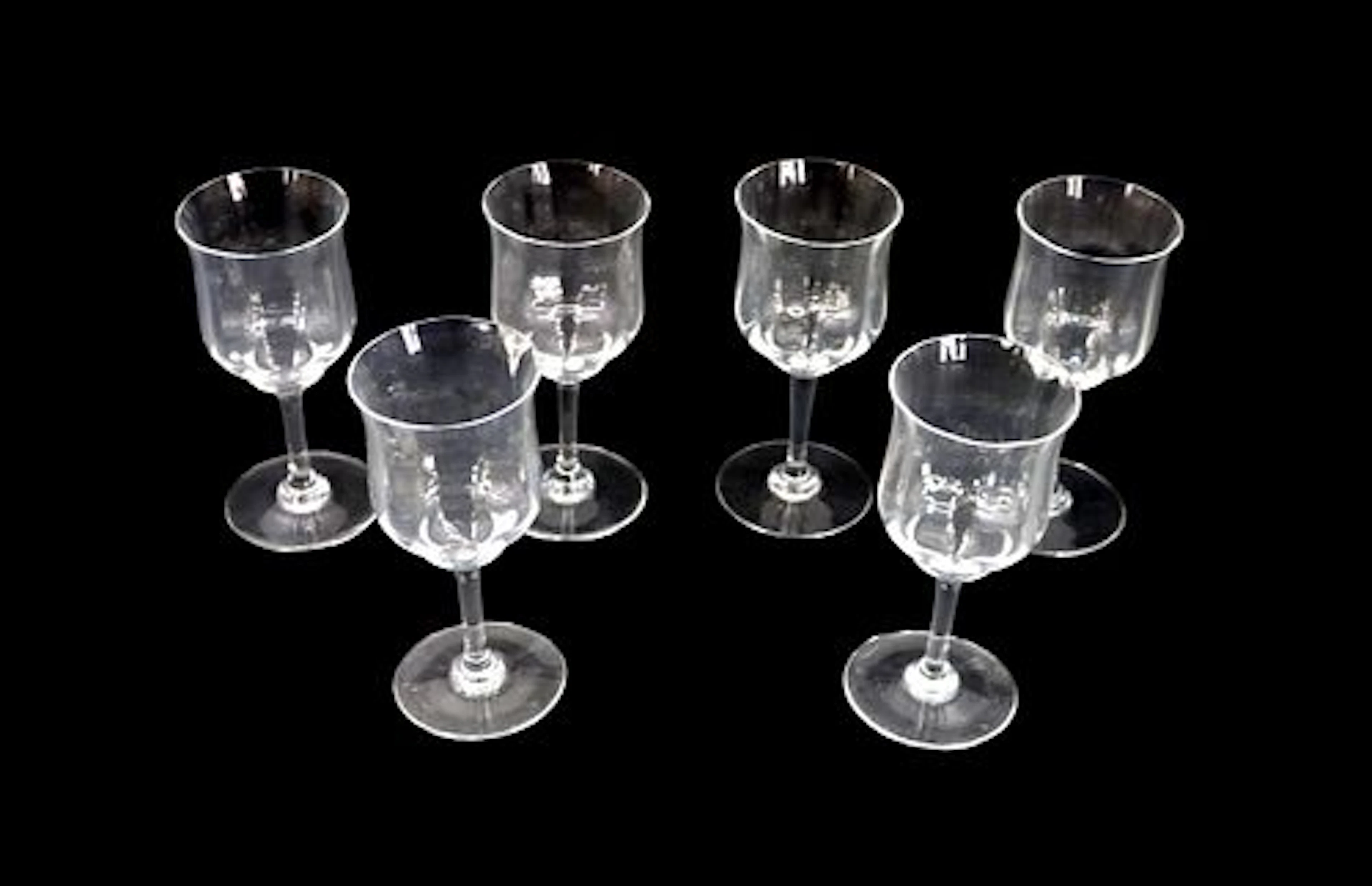 (6) Baccarat Crystal Capri Optic Claret Wine Glasses in Original Box
