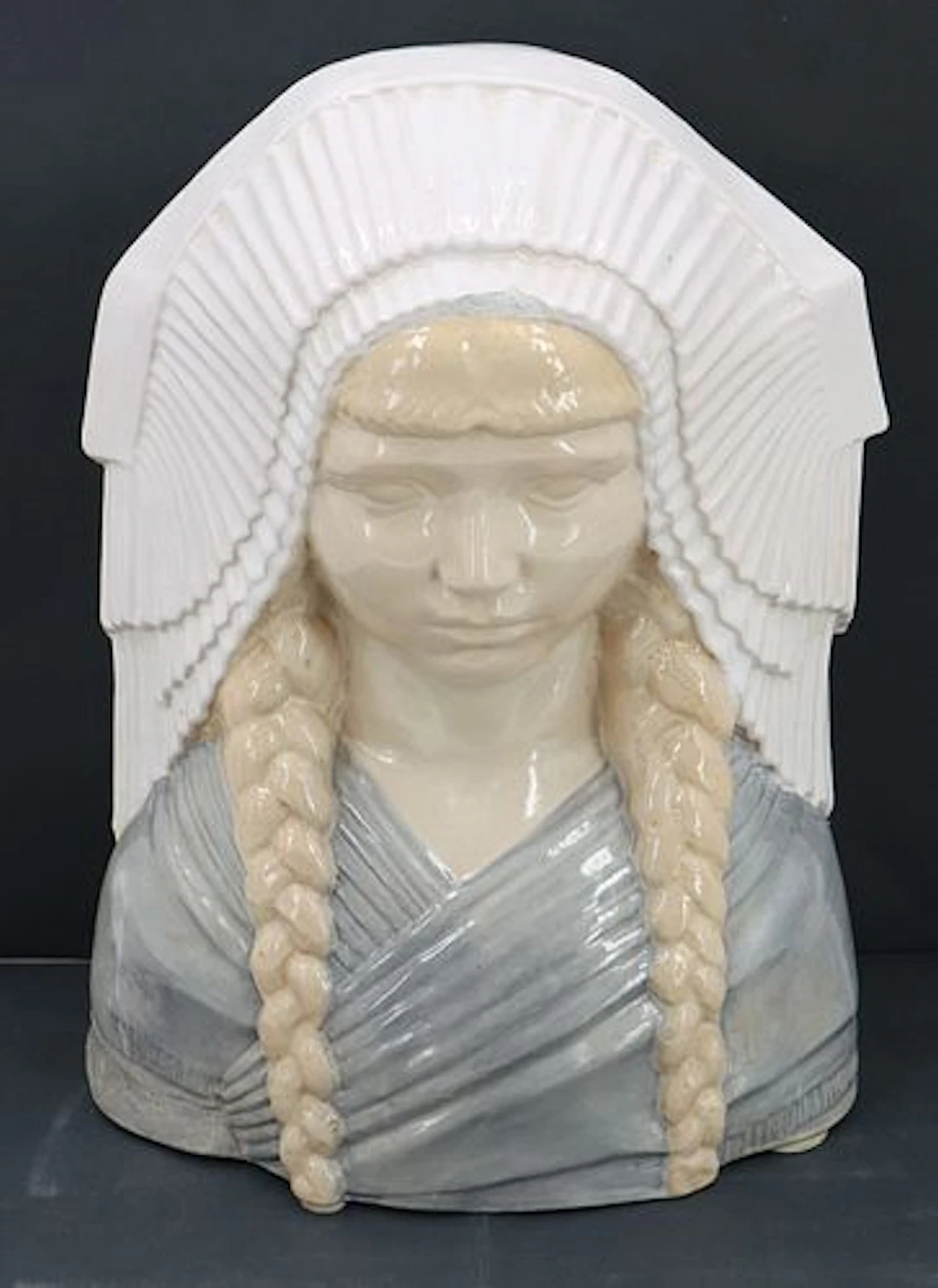 Louis-Henri Nicot (1878-1944) French, Ceramic Art Deco Bust of a Young