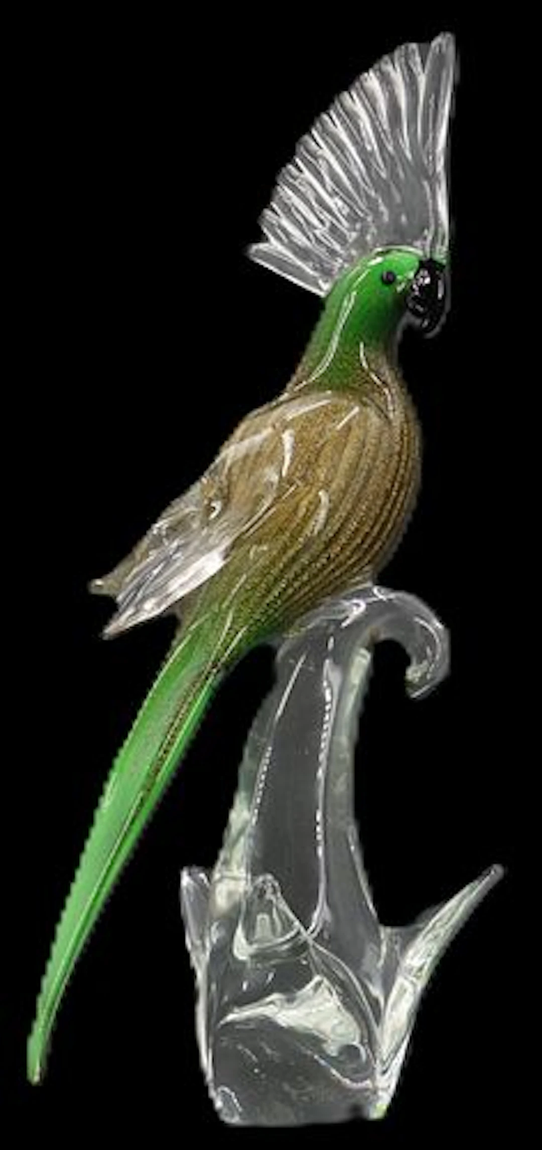 Venetian Murano Formia Gold Leaf and Art Glass Cockatoo Sculpture