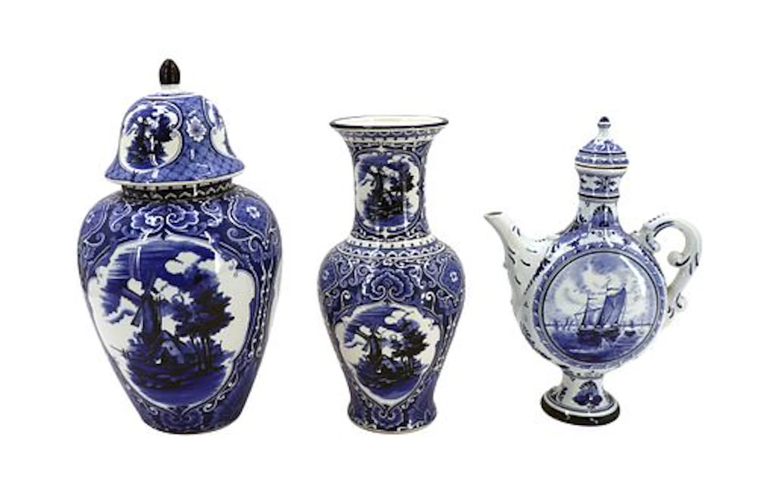 (3) Dutch Delft Earthenware Vessels