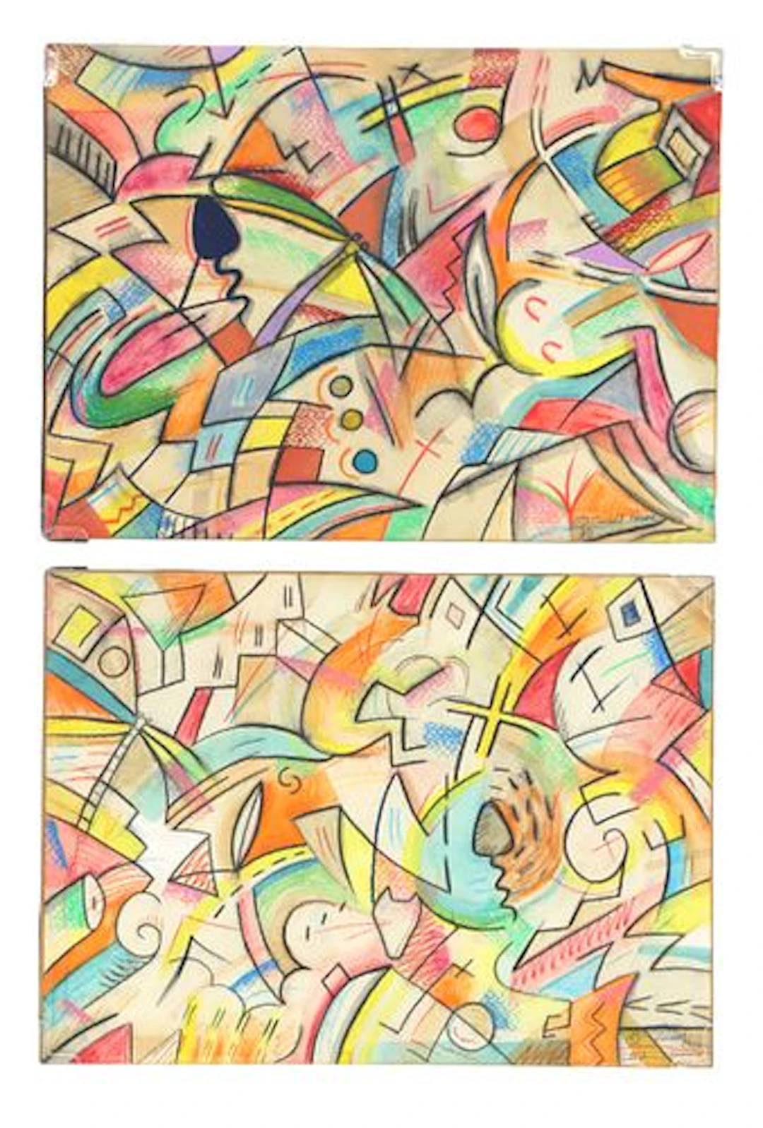 (2) Conrad House (1956–2001) Native American, Watercolor and Prismacolor