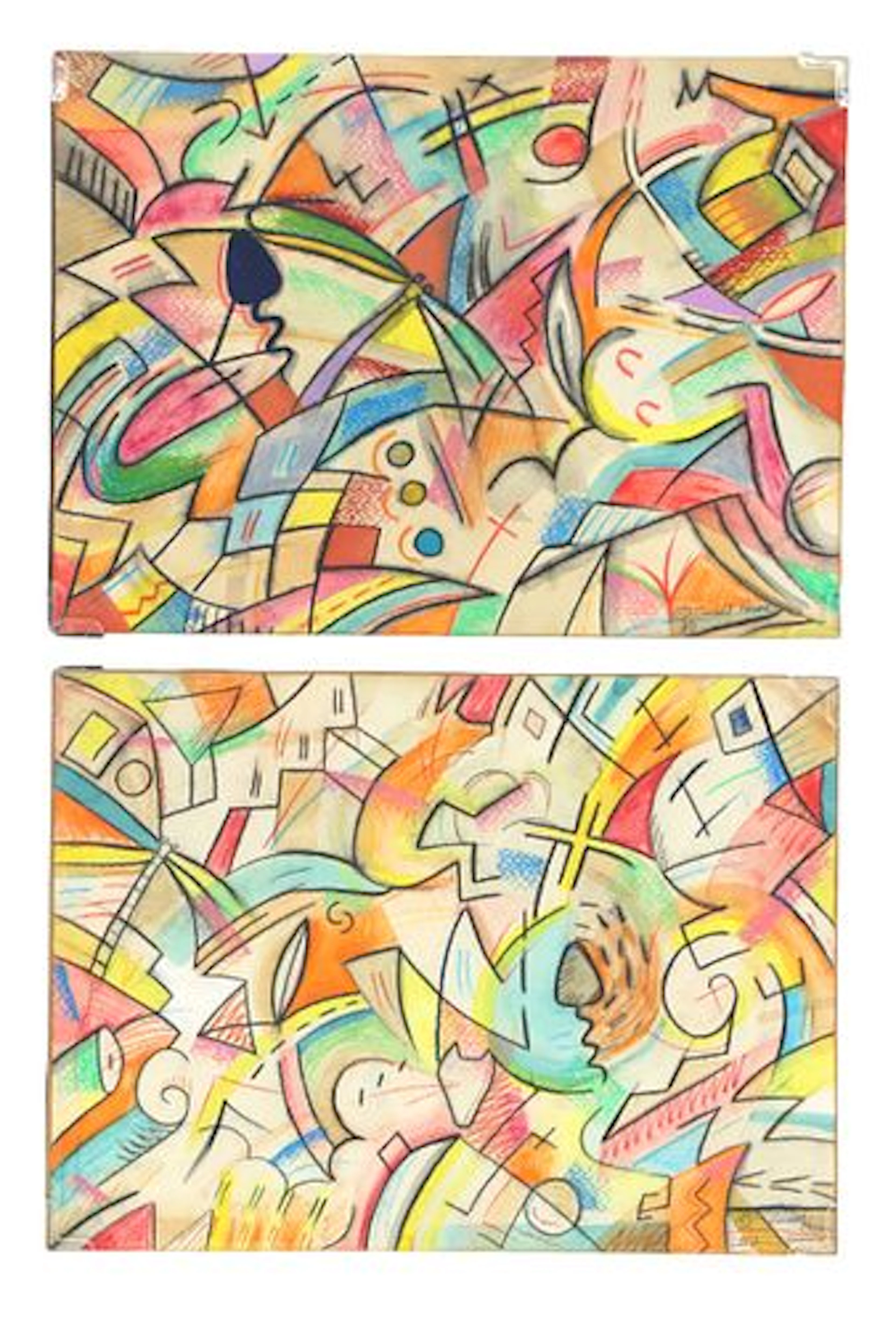 (2) Conrad House (1956–2001) Native American, Watercolor and Prismacolor